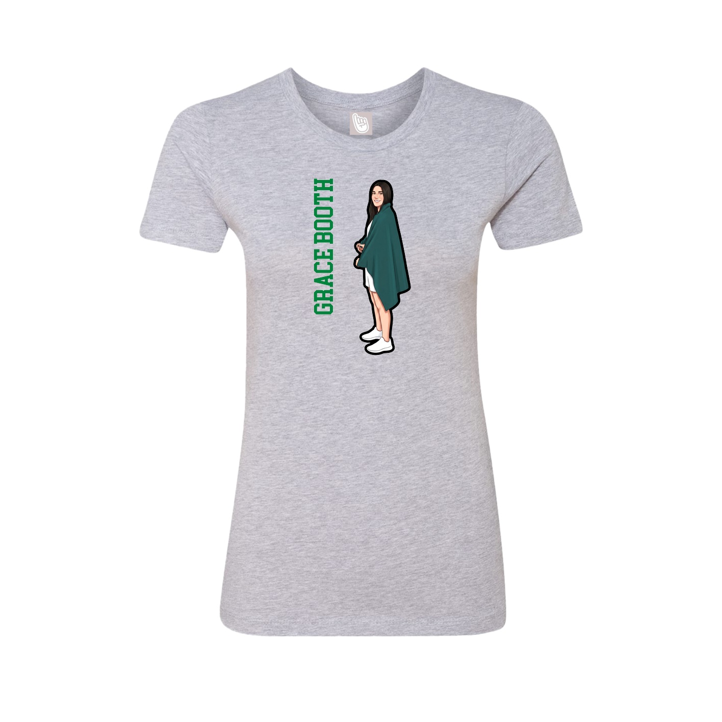 Womens Tee — Name Vertical in Grey