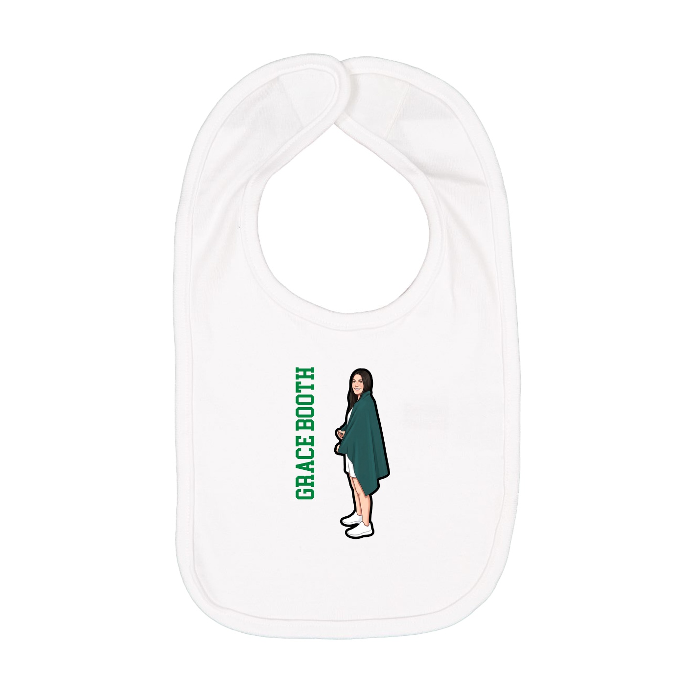 Infant Bib — Name Vertical in White