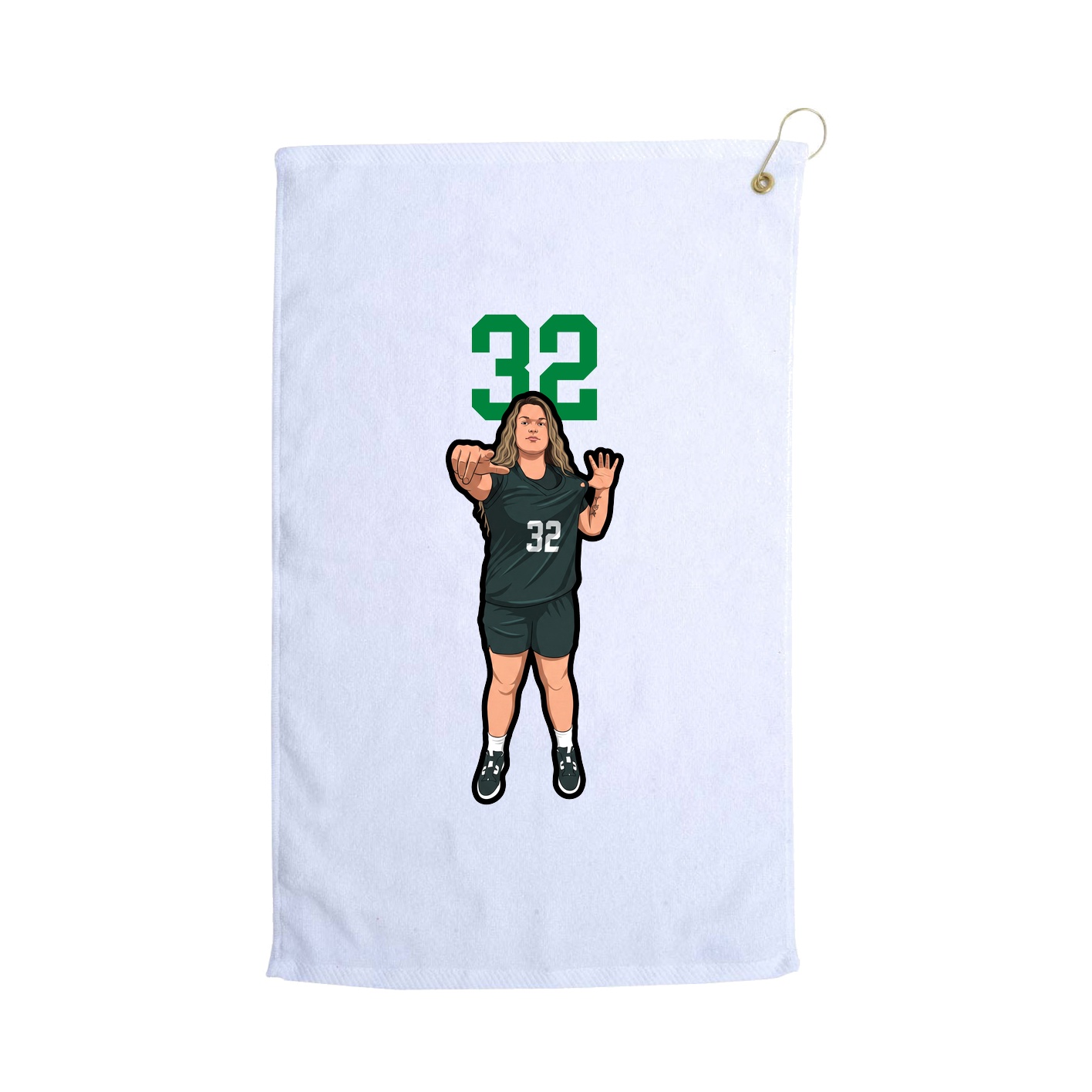 Golf Towel — Number Top in White