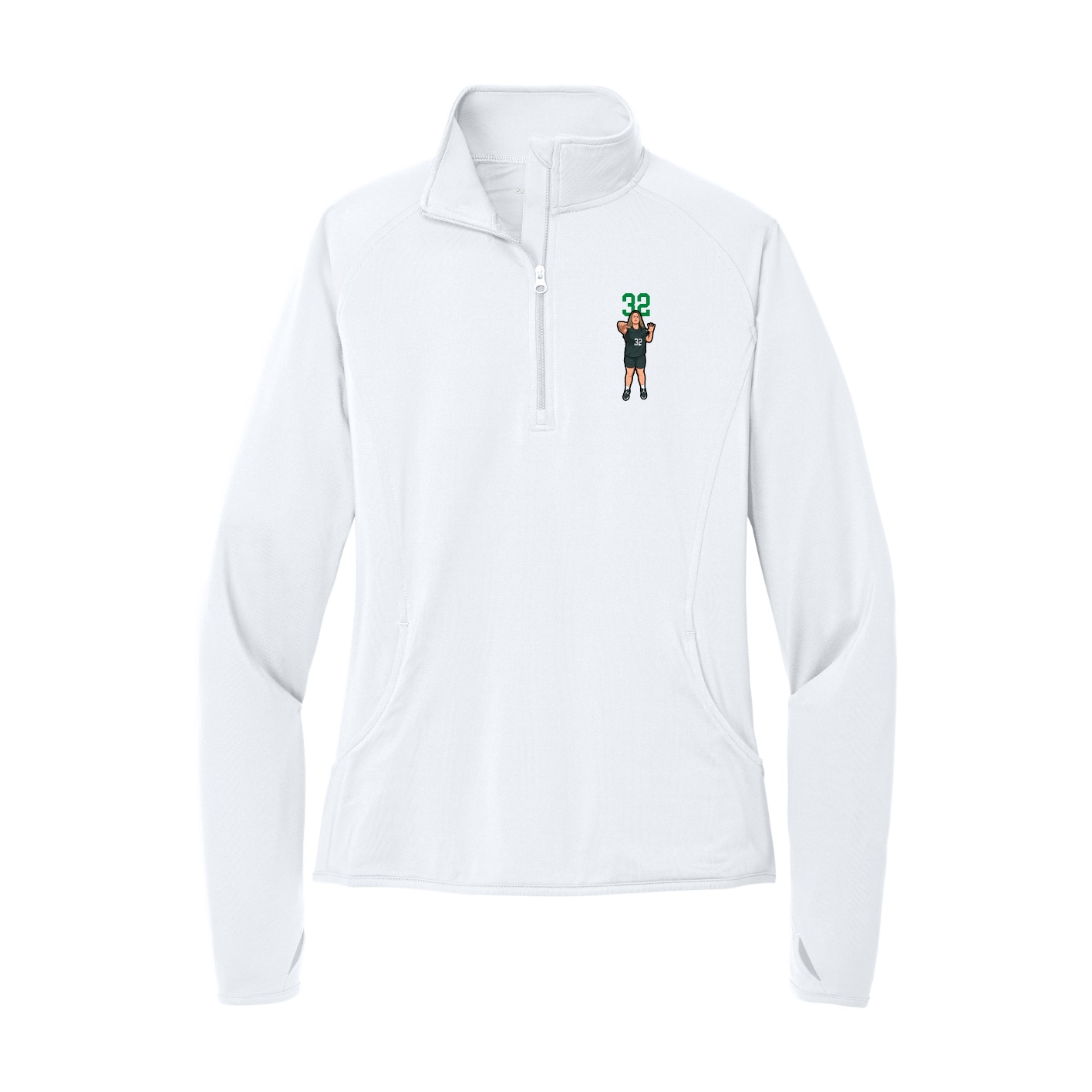 Women's Q-Zip Pullover — Number Top in White
