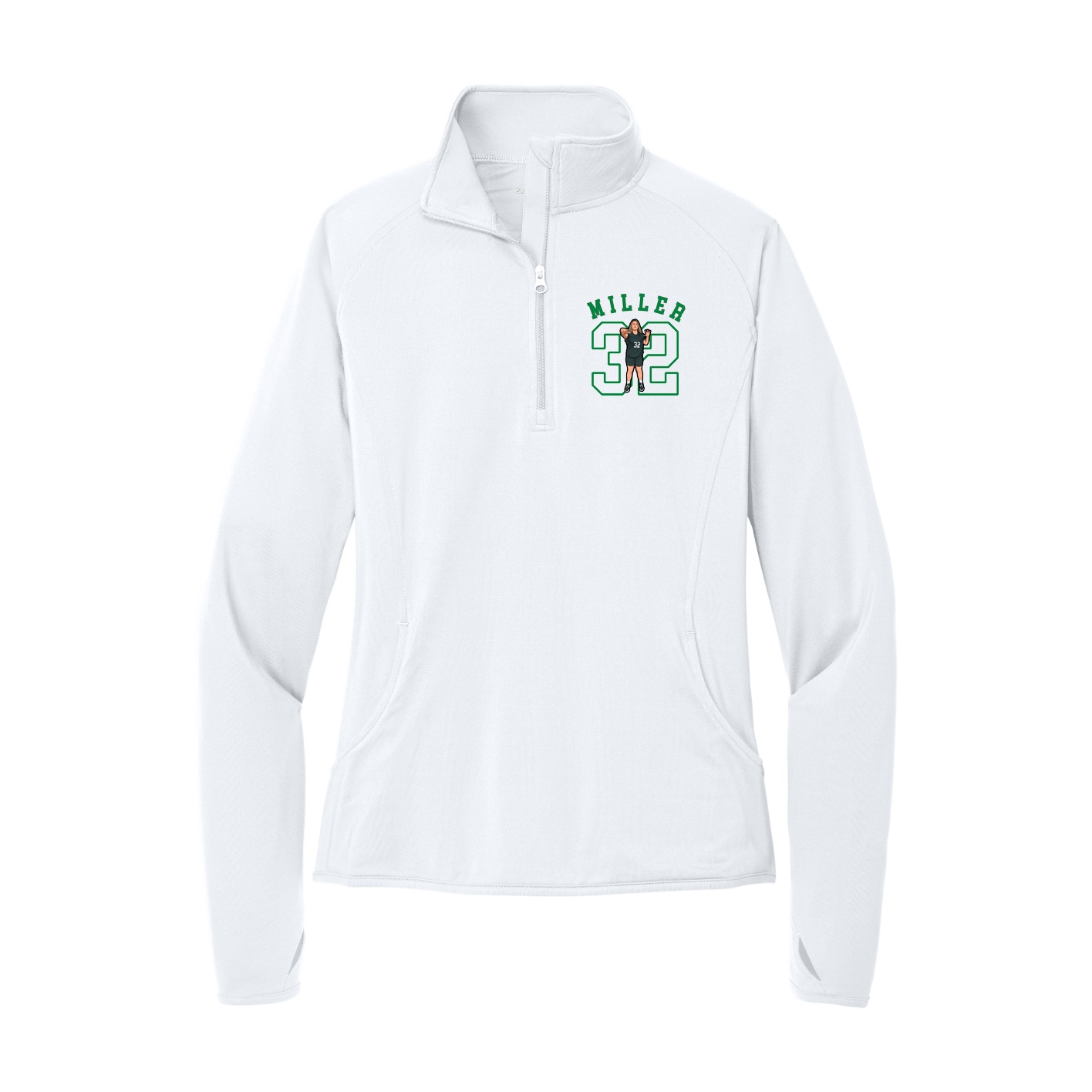Women's Q-Zip Pullover — Shirsey Arch in White