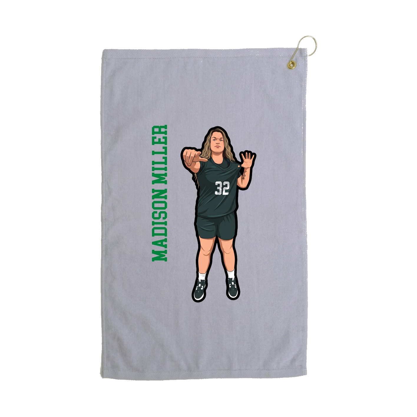 Golf Towel — Name Vertical in Grey