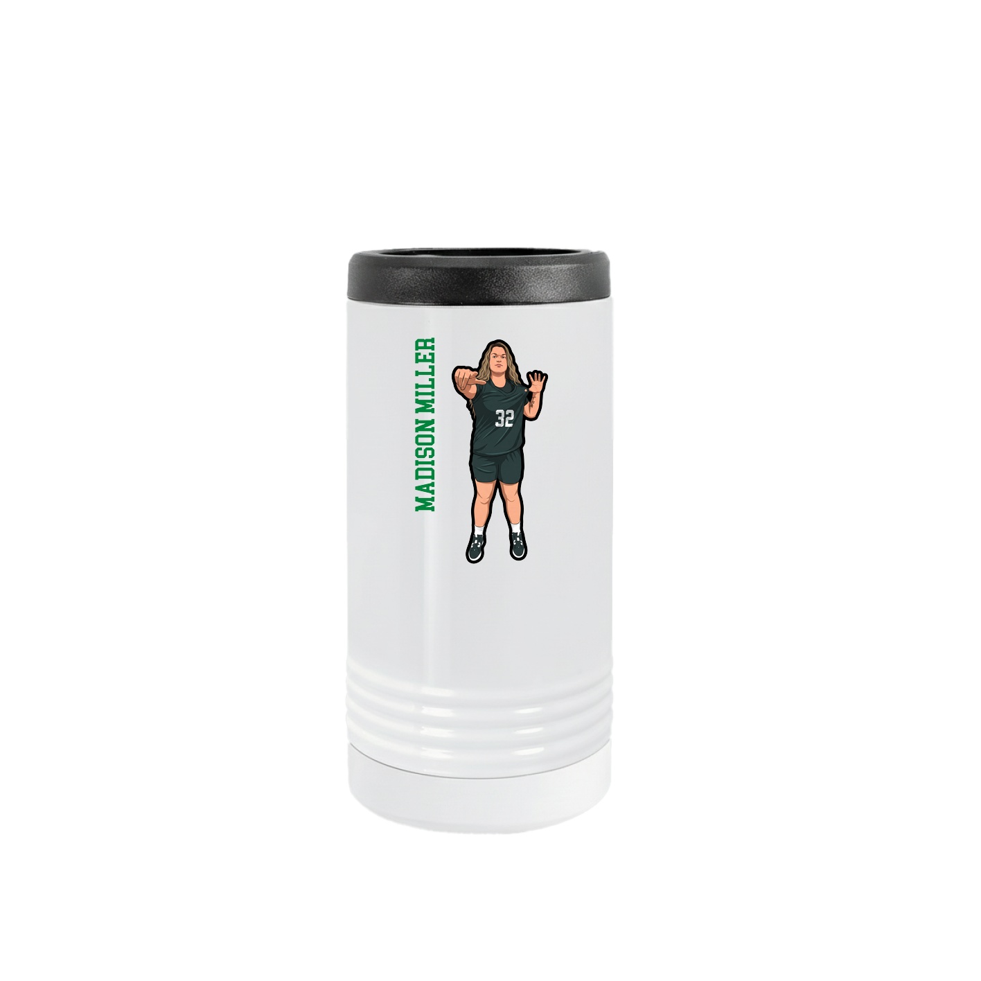 Slim Beverage Holder — Name Vertical in White