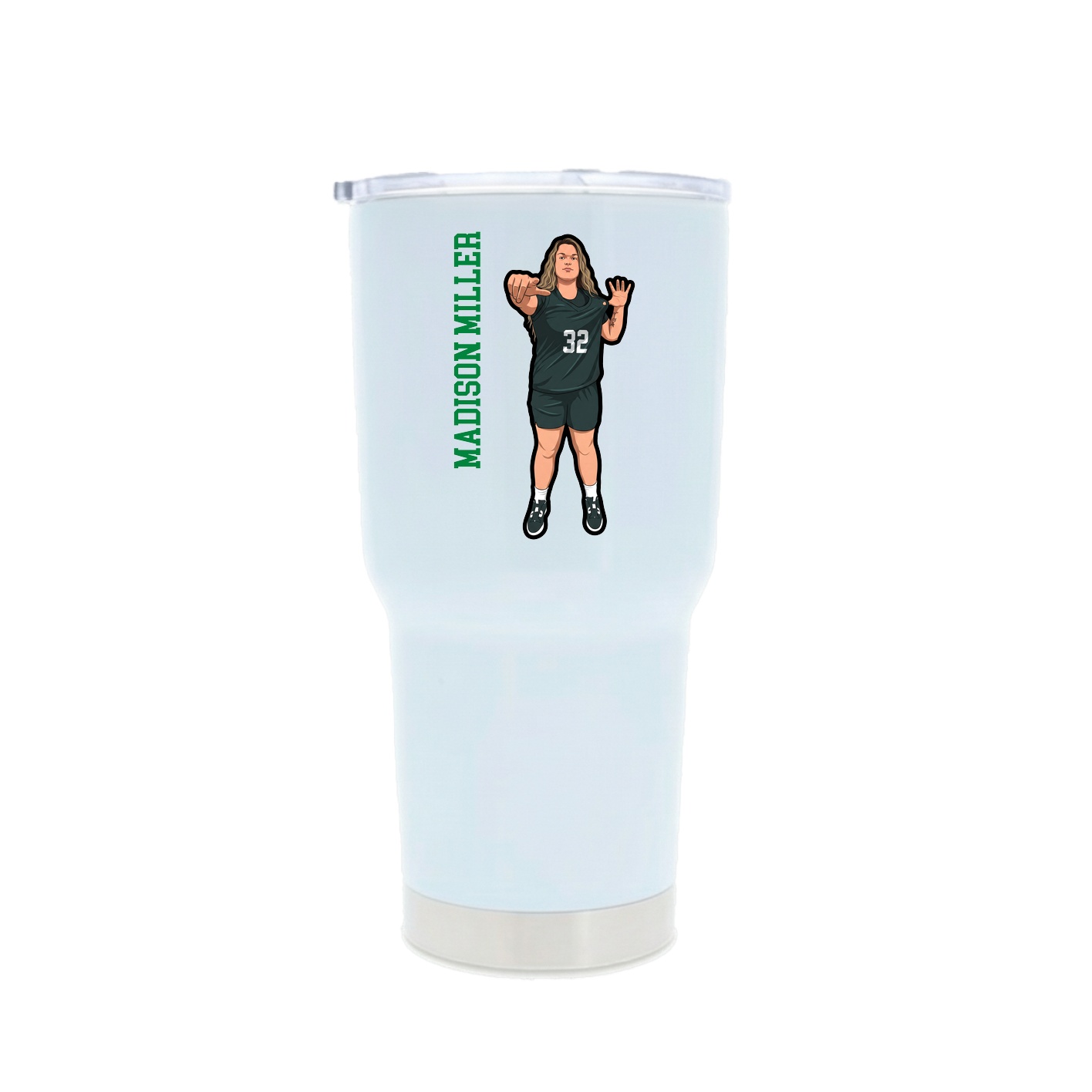 30oz Stainless Steel Tumbler — Name Vertical in White