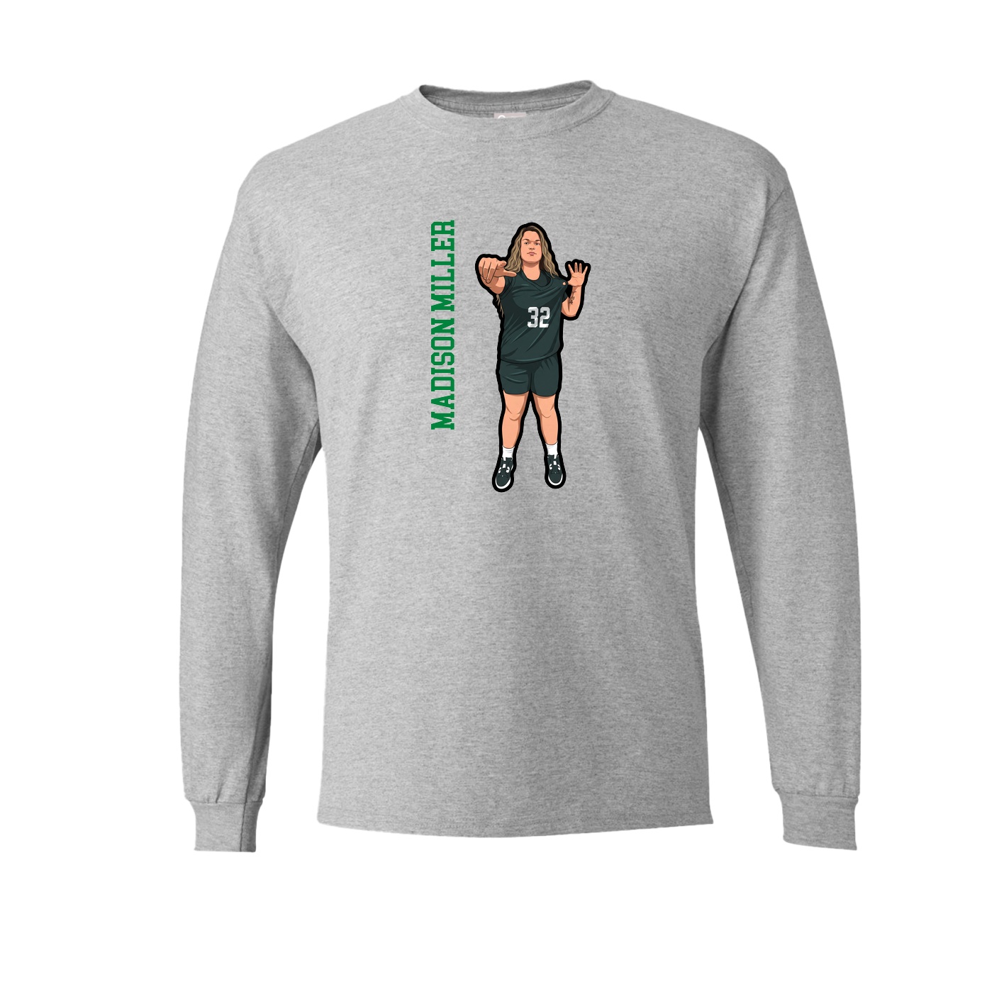 Long Sleeve Tee — Name Vertical in Grey