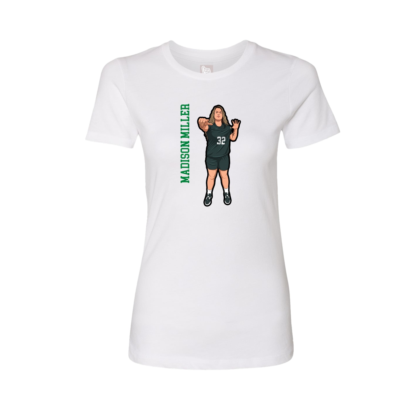 Womens Tee — Name Vertical in White