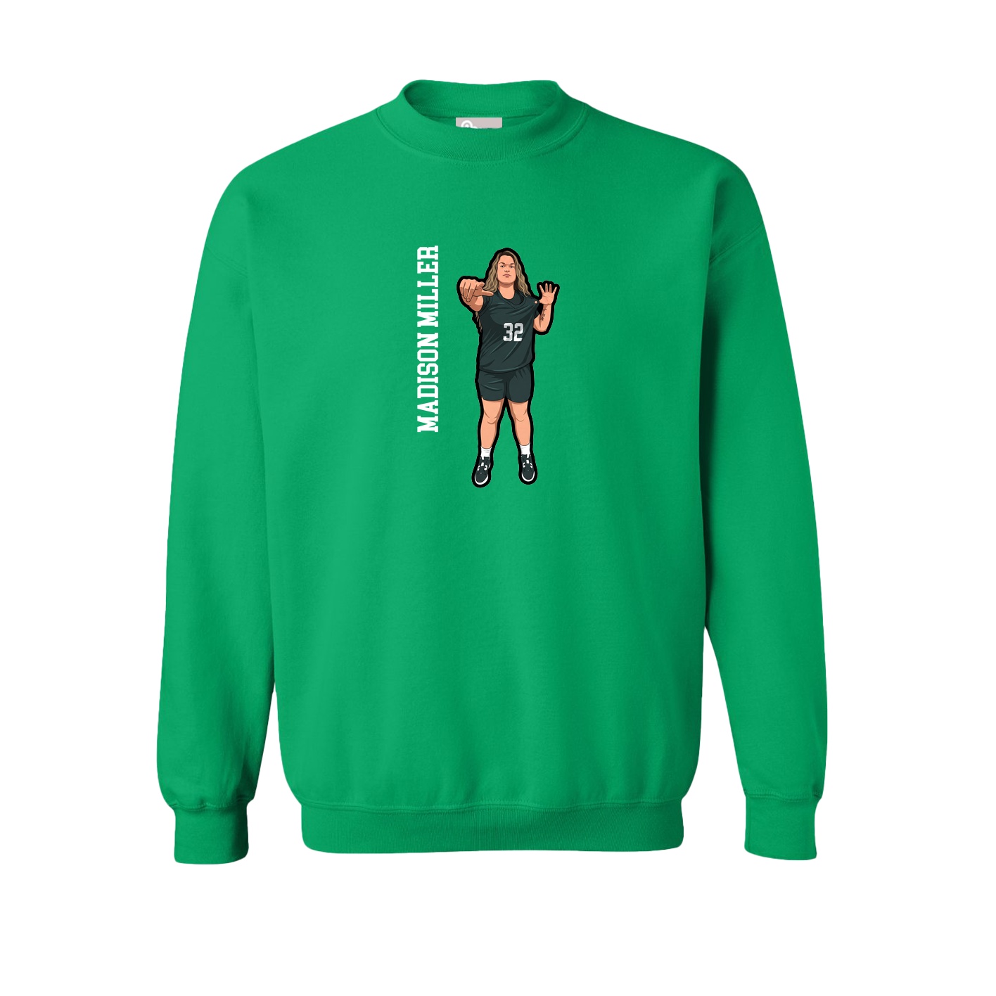 Fleece Crew — Name Vertical in Green