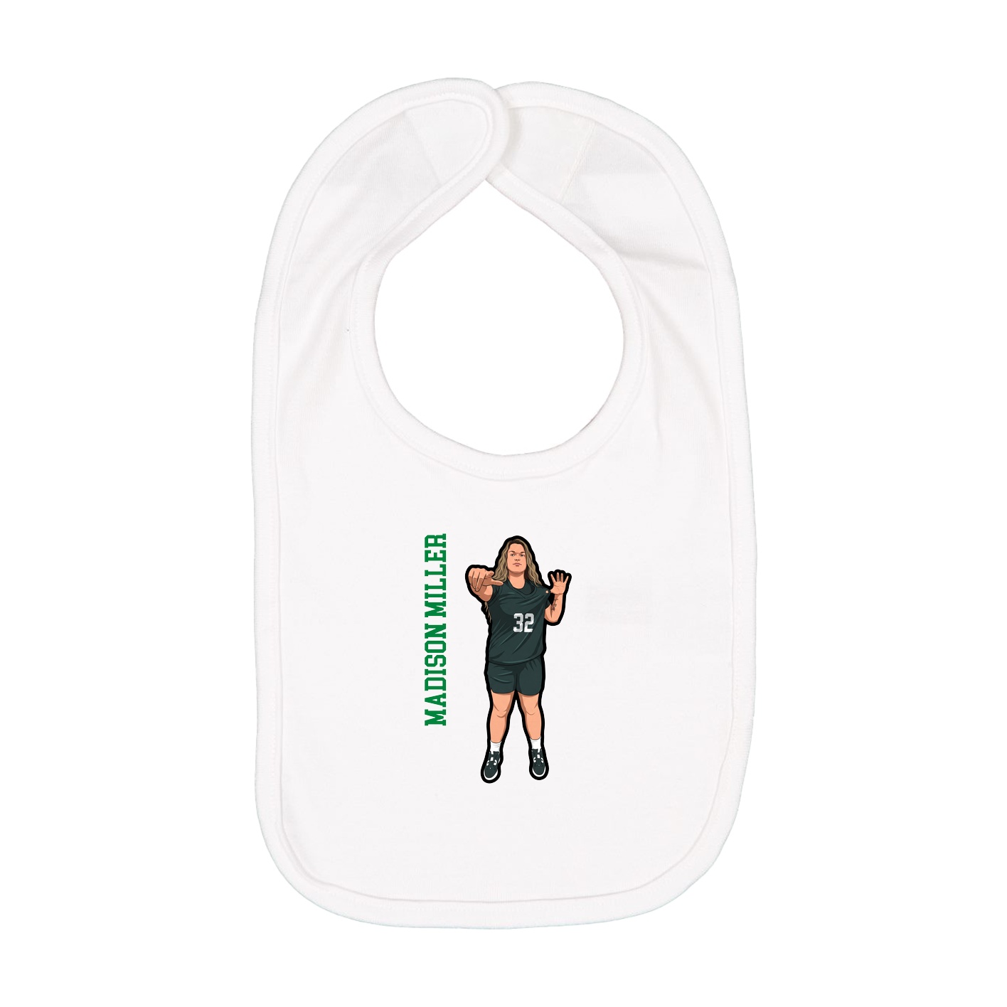 Infant Bib — Name Vertical in White