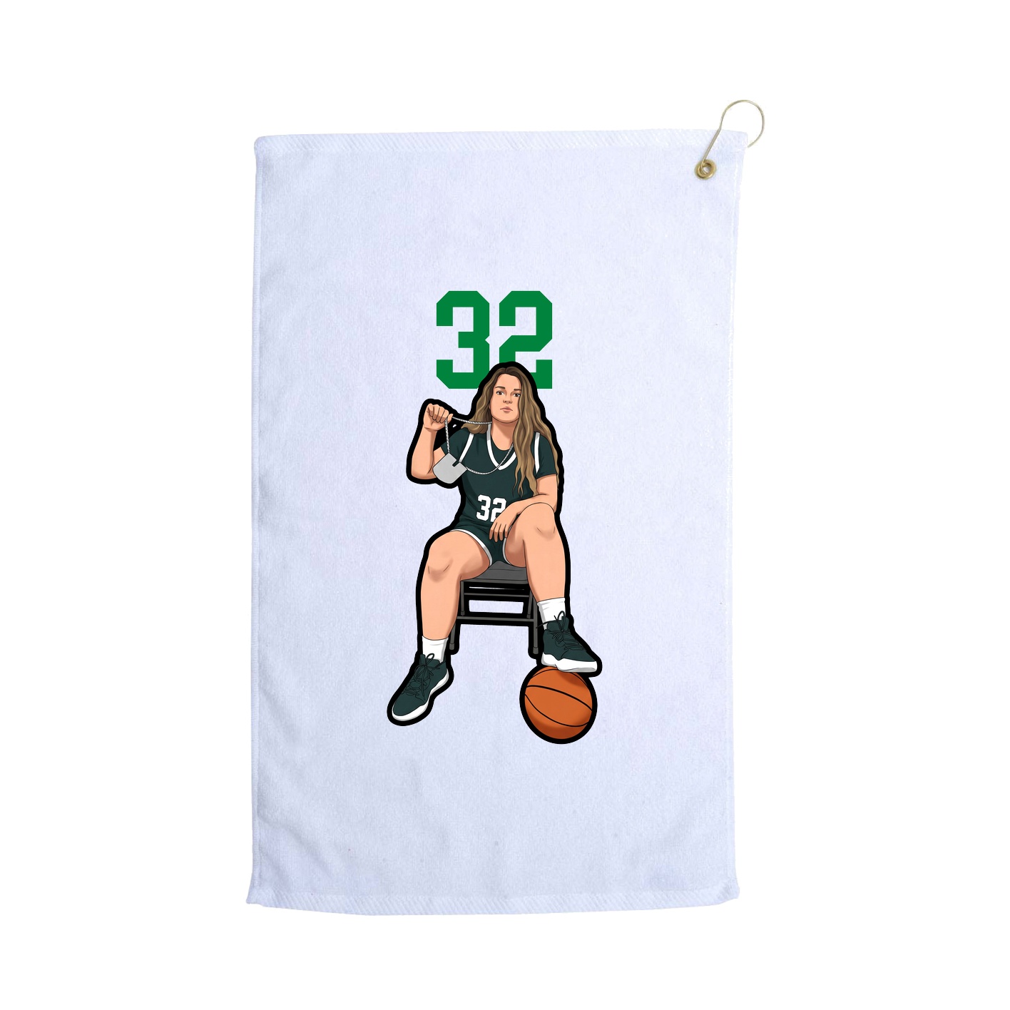 Golf Towel — Number Top in White