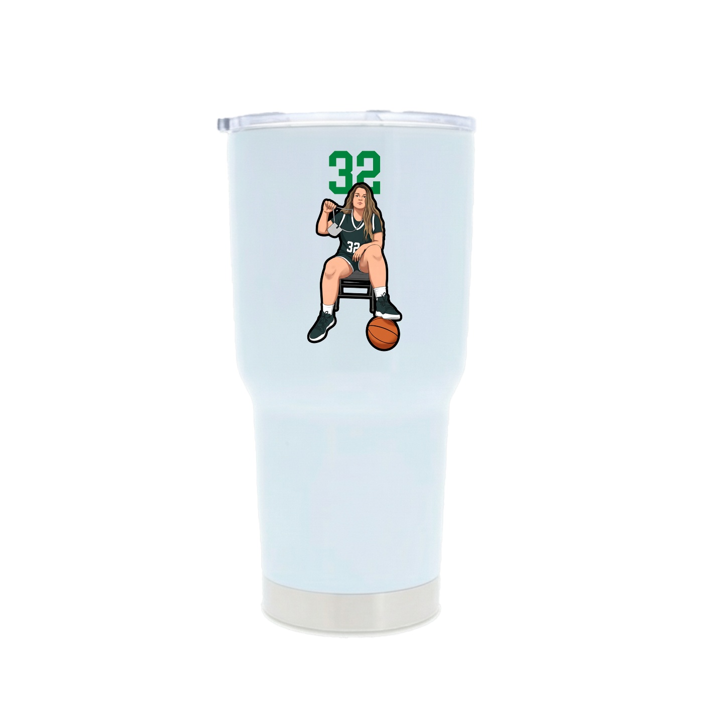 30oz Stainless Steel Tumbler — Number Top in White