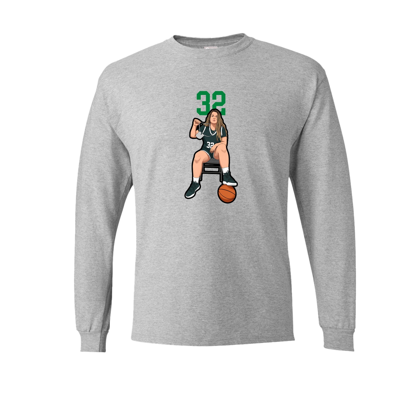 Long Sleeve Tee — Number Top in Grey