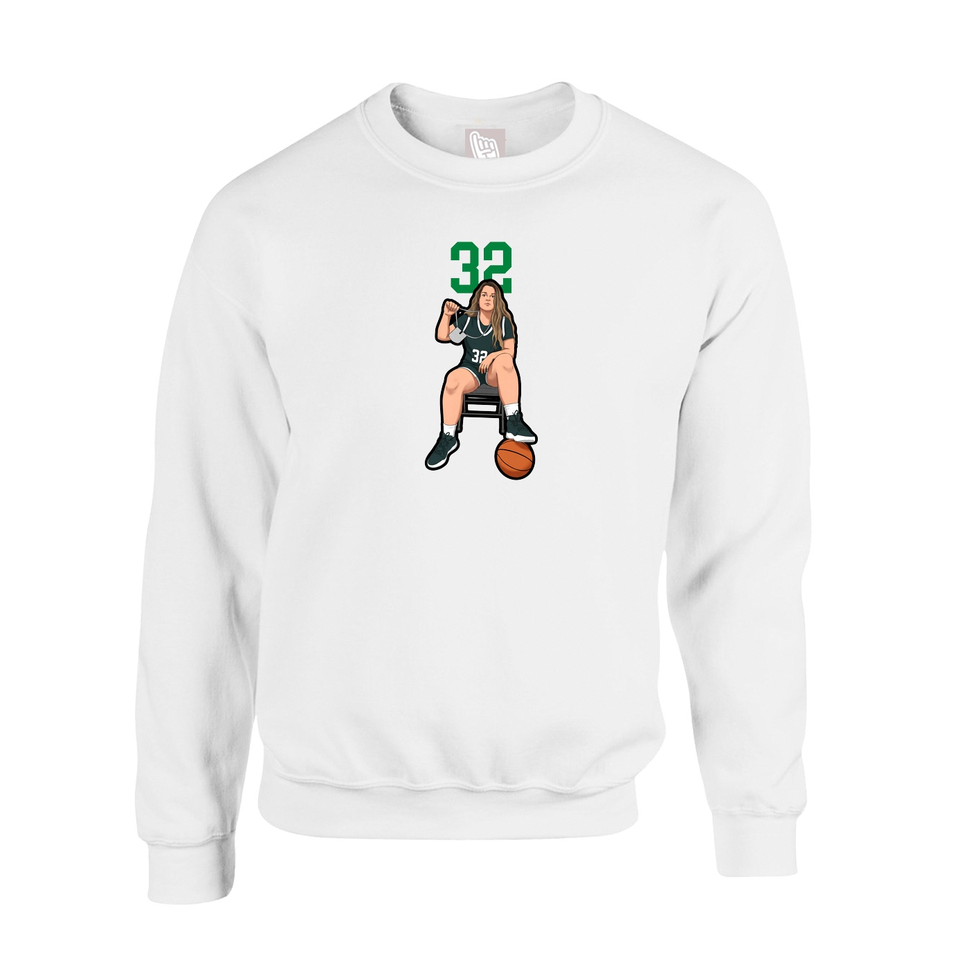 Fleece Crew — Number Top in White