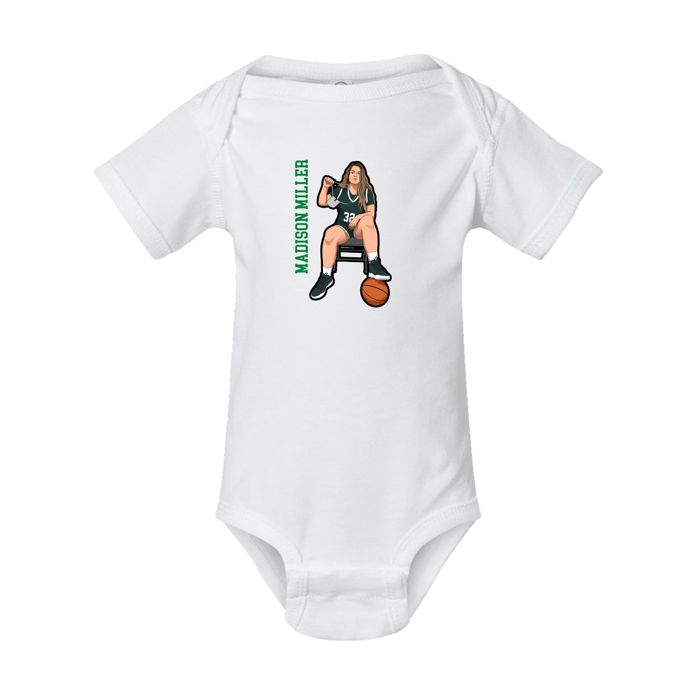 Baby Onesie — Name Vertical in White