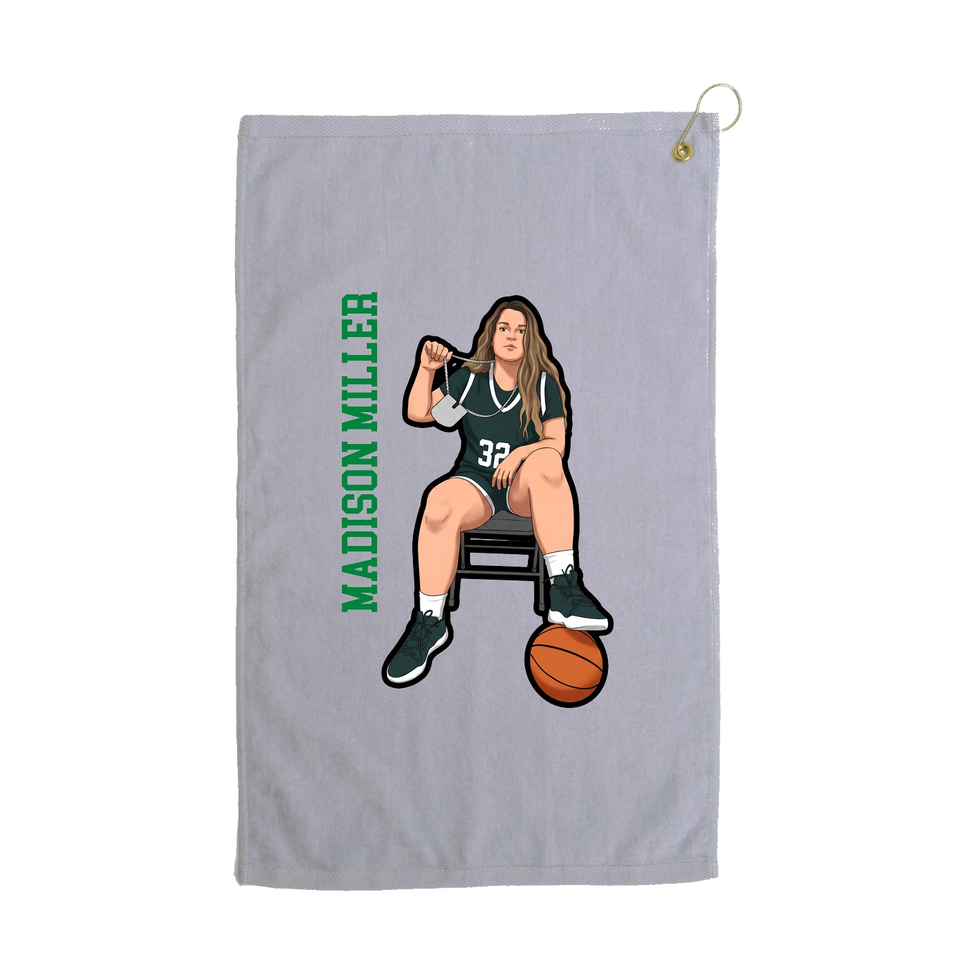 Golf Towel — Name Vertical in Grey