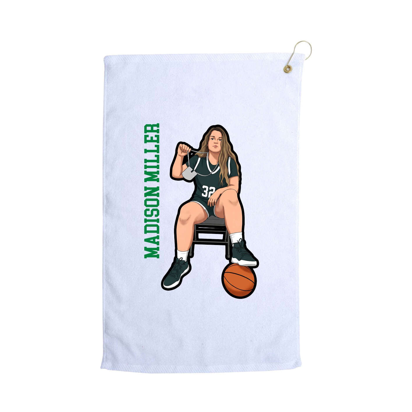 Golf Towel — Name Vertical in White