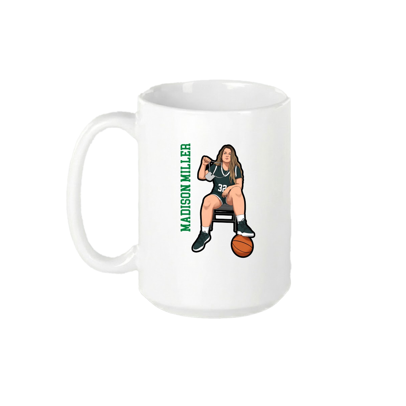 15oz Coffee Mug — Name Vertical in White