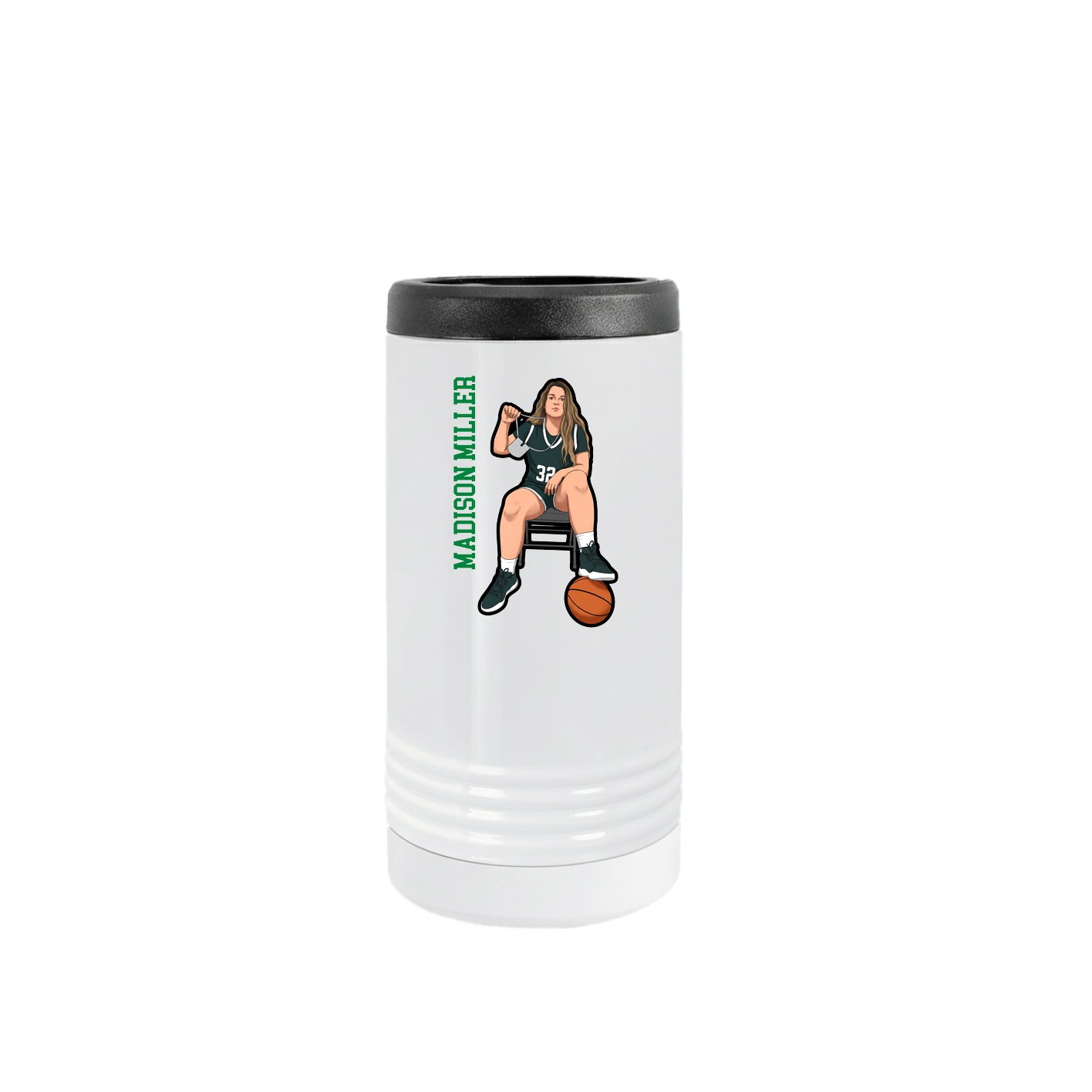 Slim Beverage Holder — Name Vertical in White