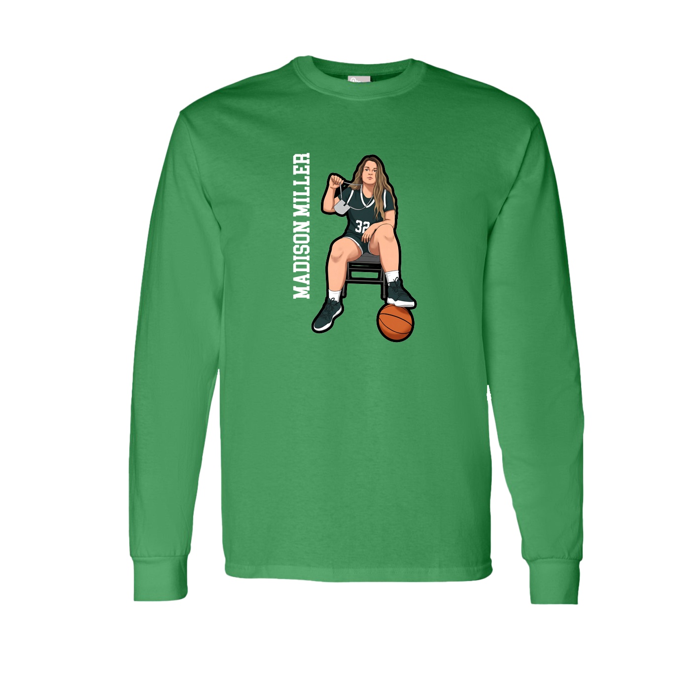 Long Sleeve Tee — Name Vertical in Green