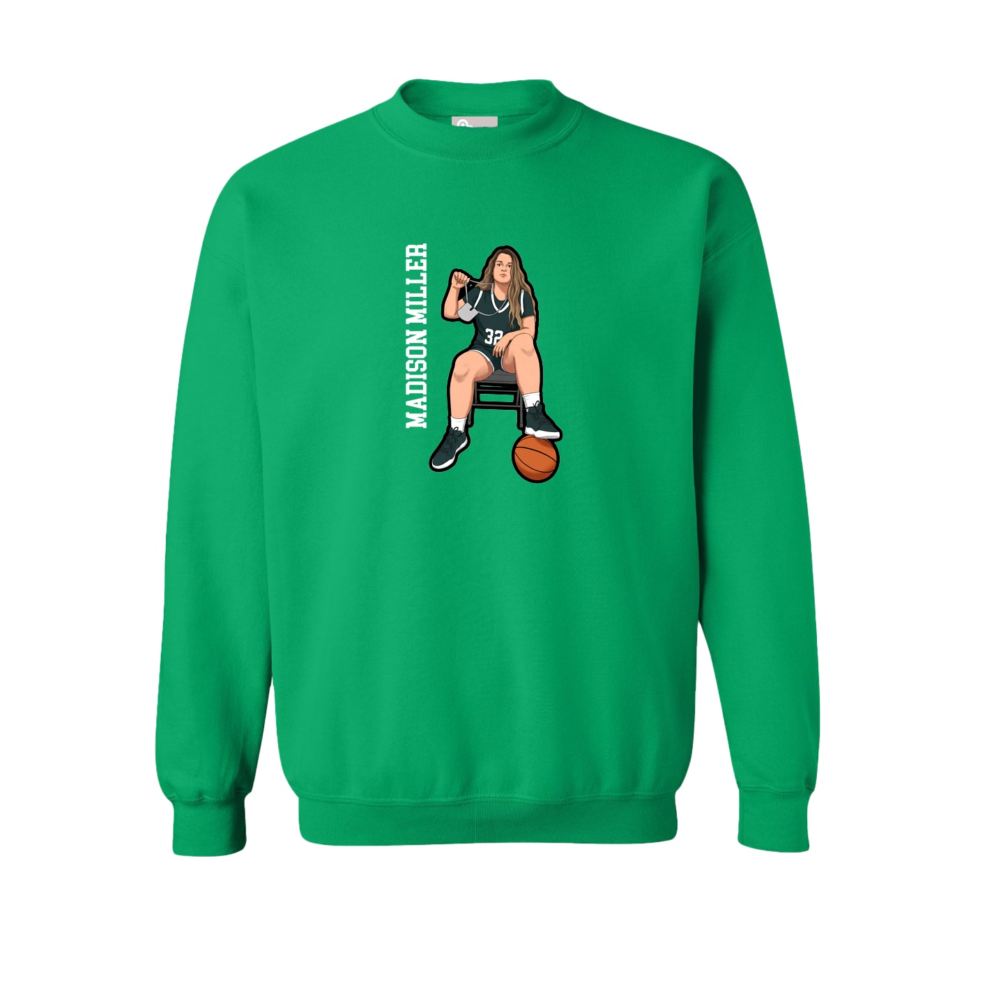 Fleece Crew — Name Vertical in Green