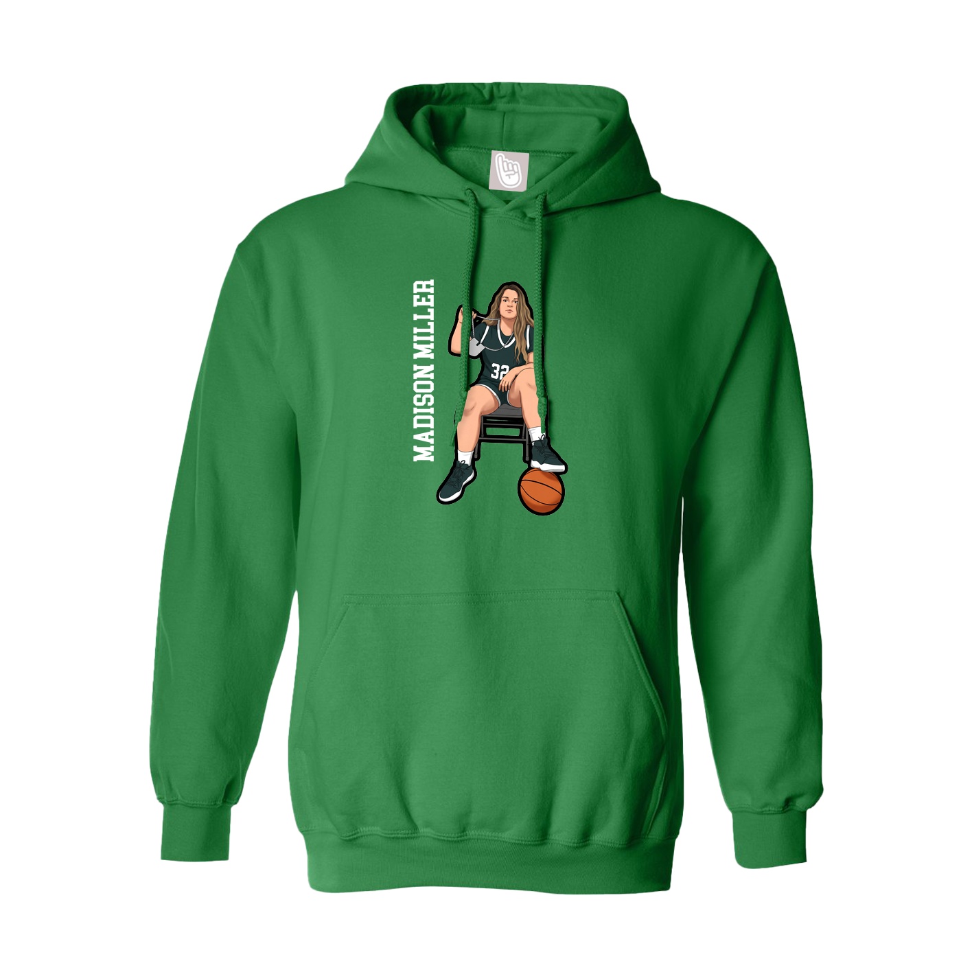 Youth Hoodie — Name Vertical in Green