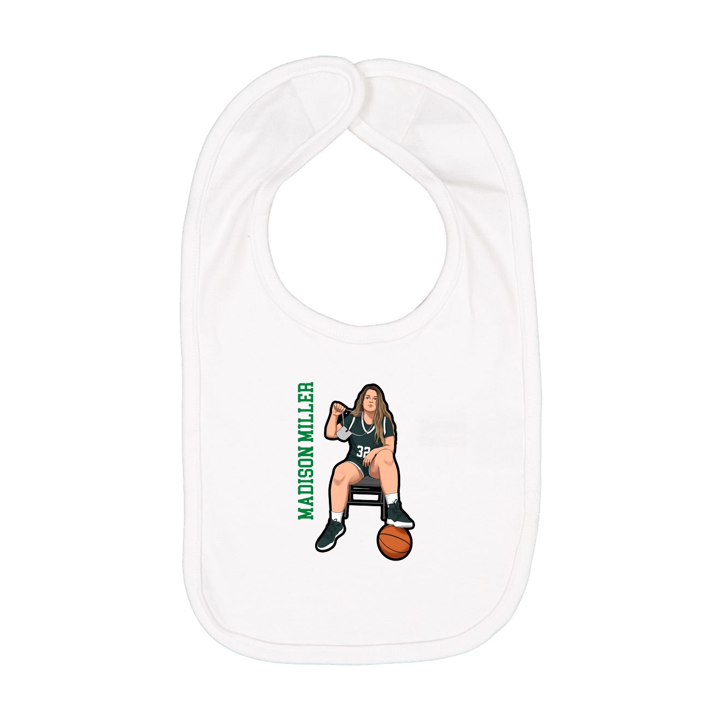 Infant Bib — Name Vertical in White