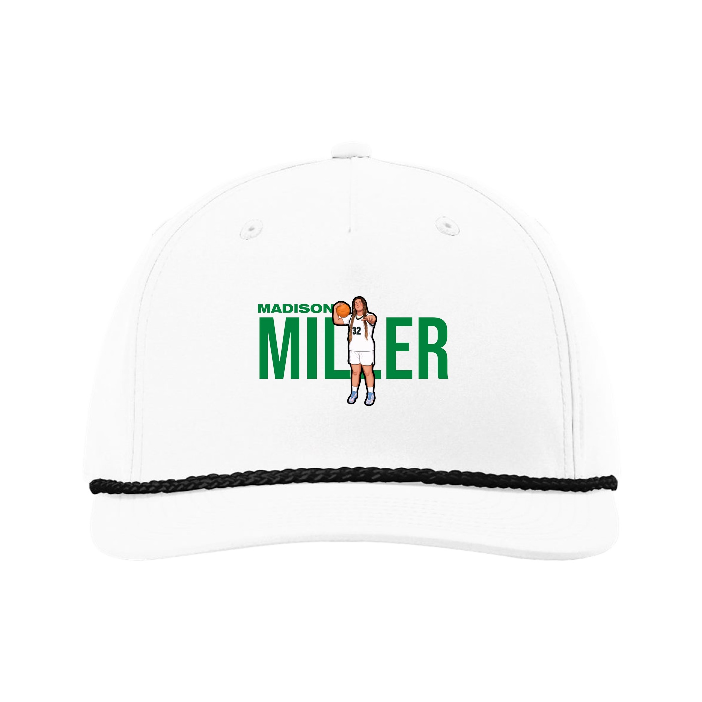 Five-Panel Classic Rope Cap — Player Name in White