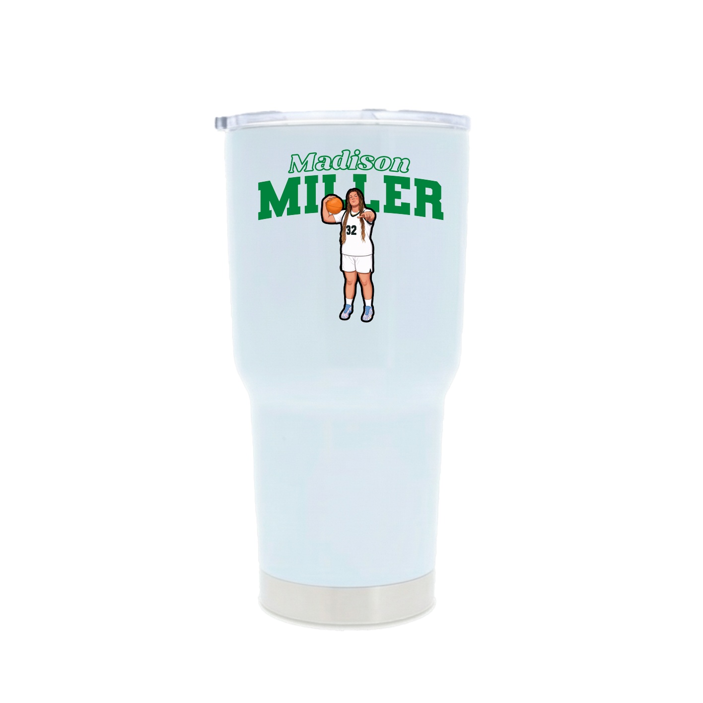 30oz Stainless Steel Tumbler — Name Arch in White