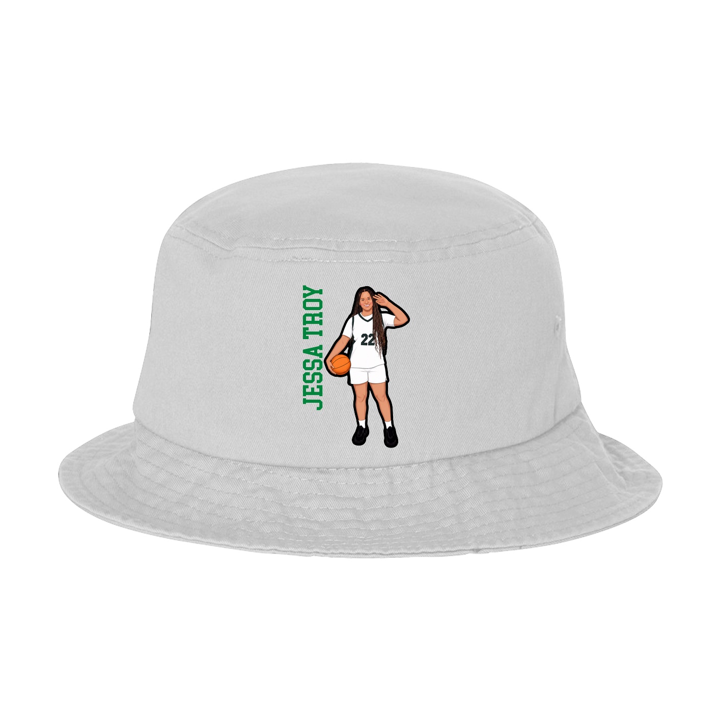 Bucket Cap — Name Vertical in White