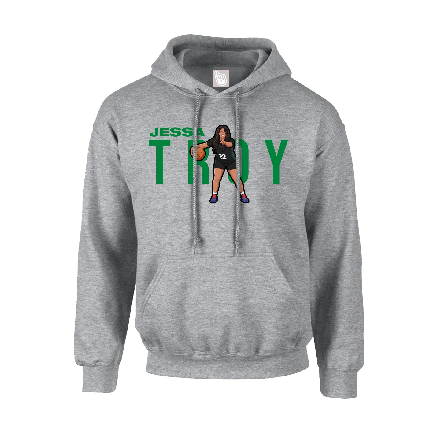 Youth Hoodie — Player Name in Grey