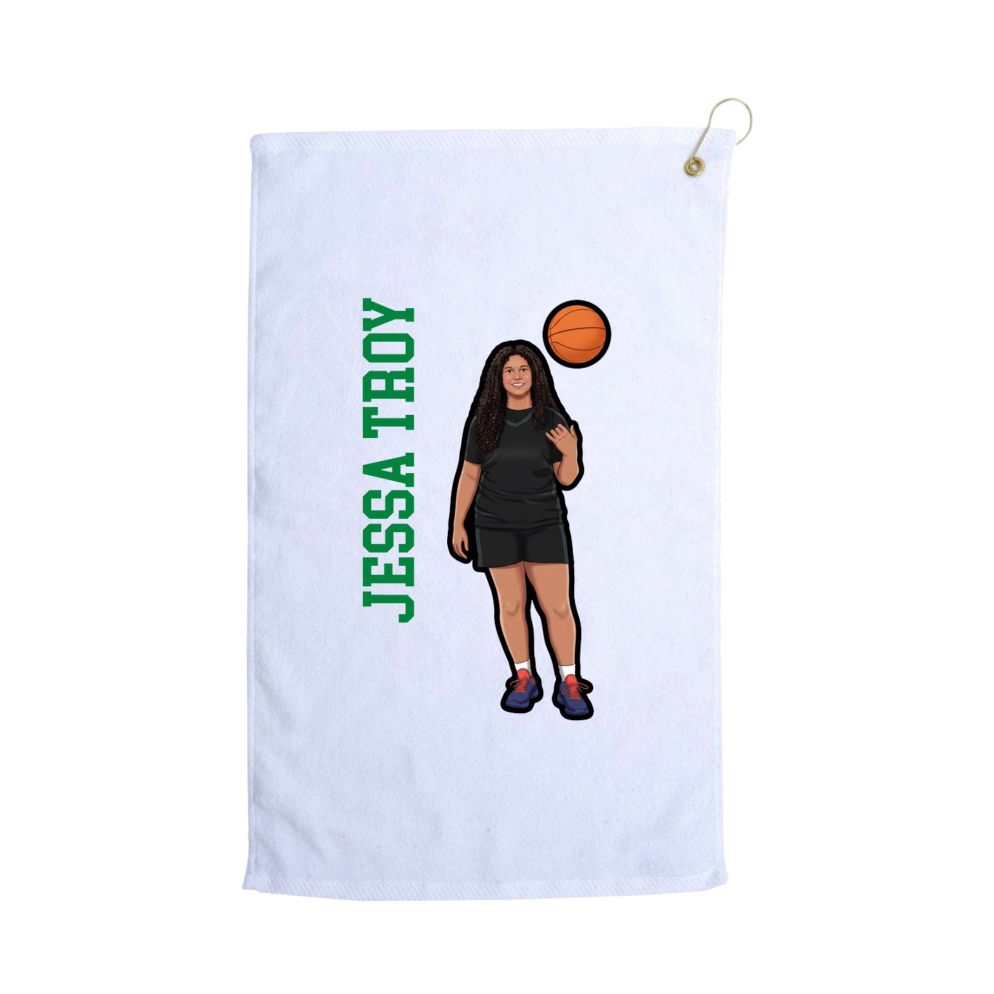 Golf Towel — Name Vertical in White