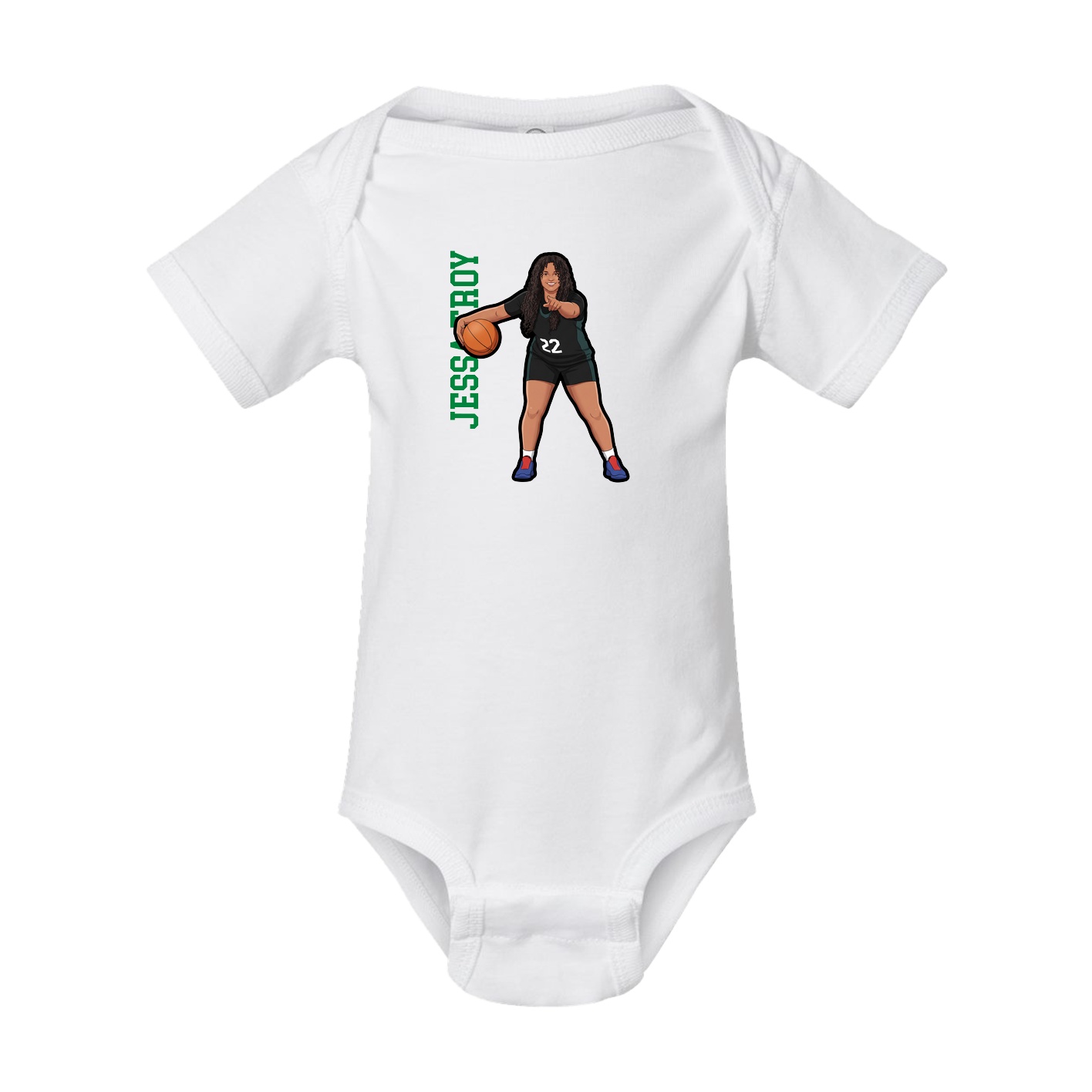 Baby Onesie — Name Vertical in White