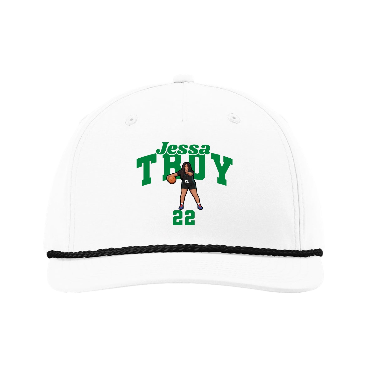 Five-Panel Classic Rope Cap — Signature Arch in White