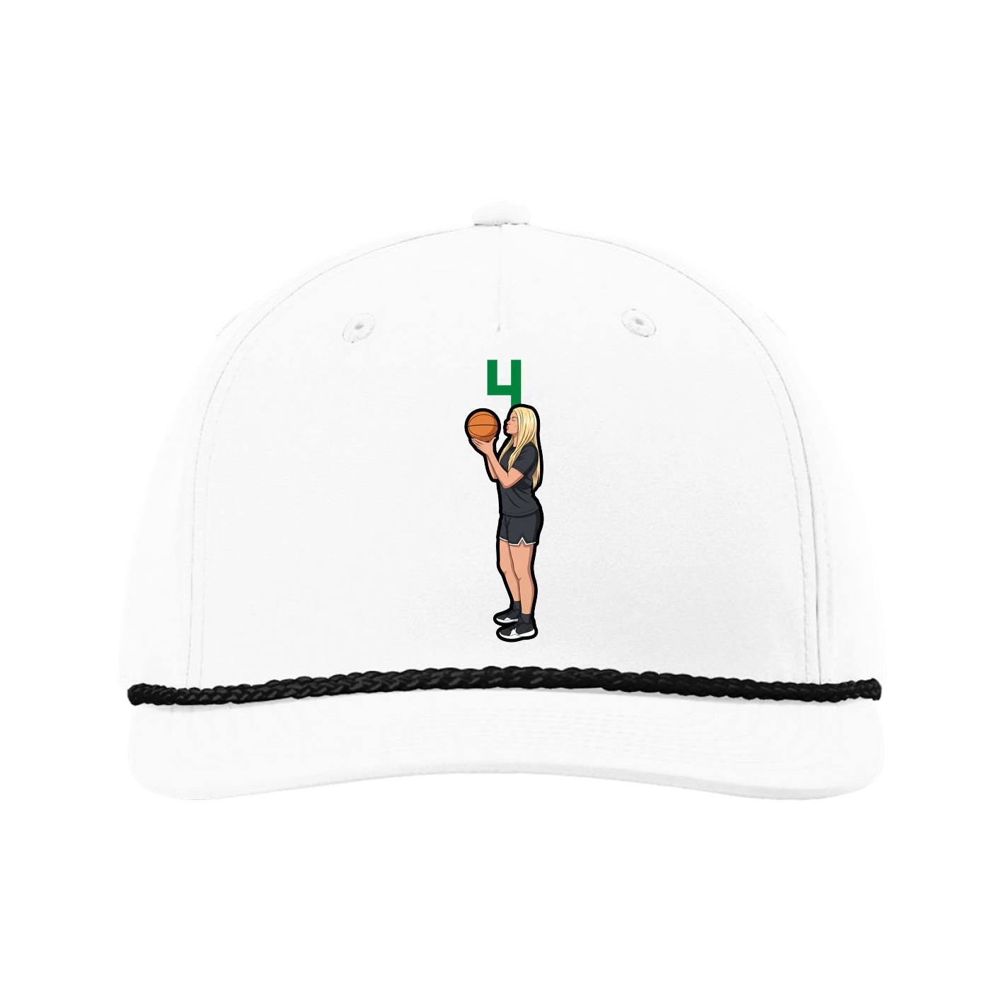 Five-Panel Classic Rope Cap — Number Top in White