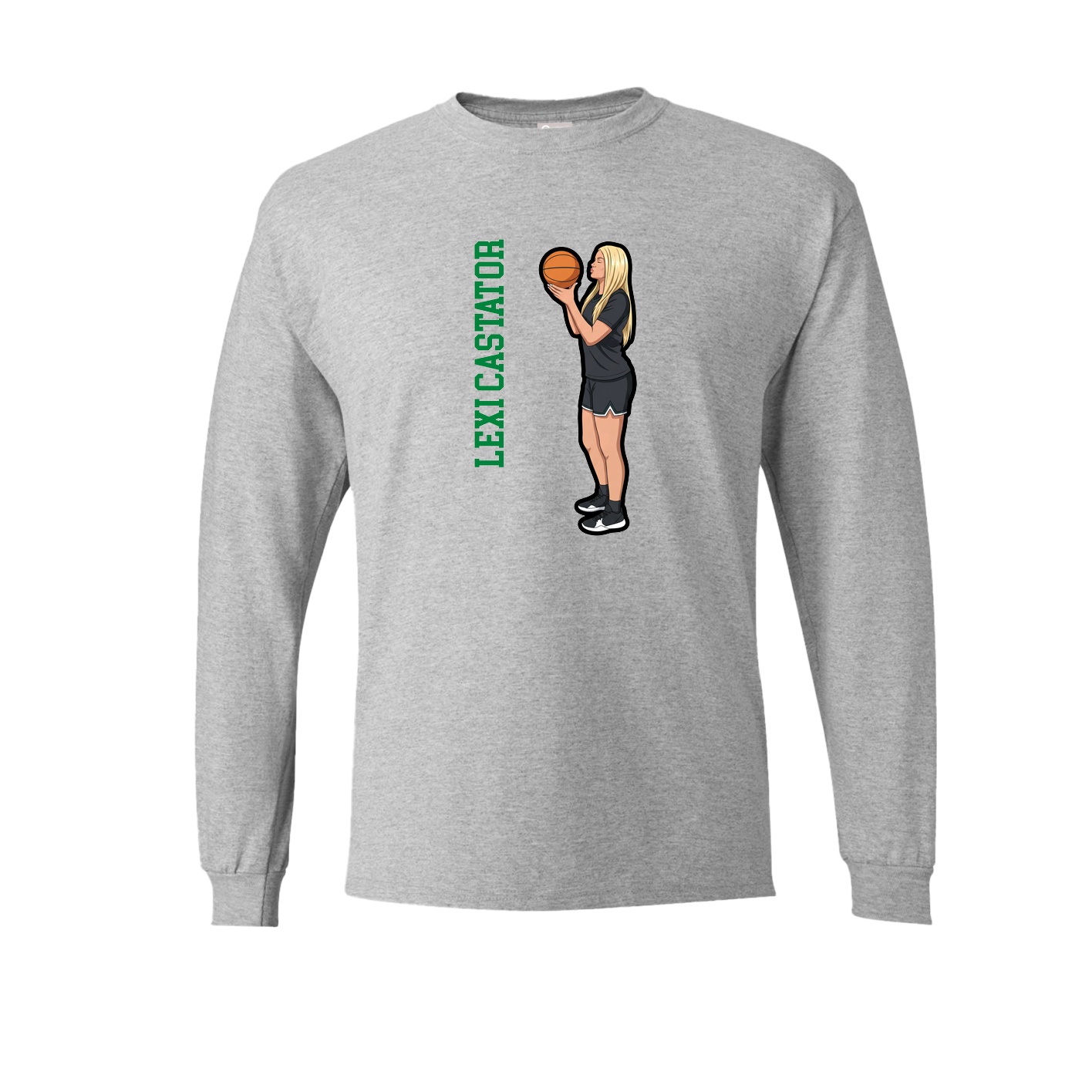 Long Sleeve Tee — Name Vertical in Grey