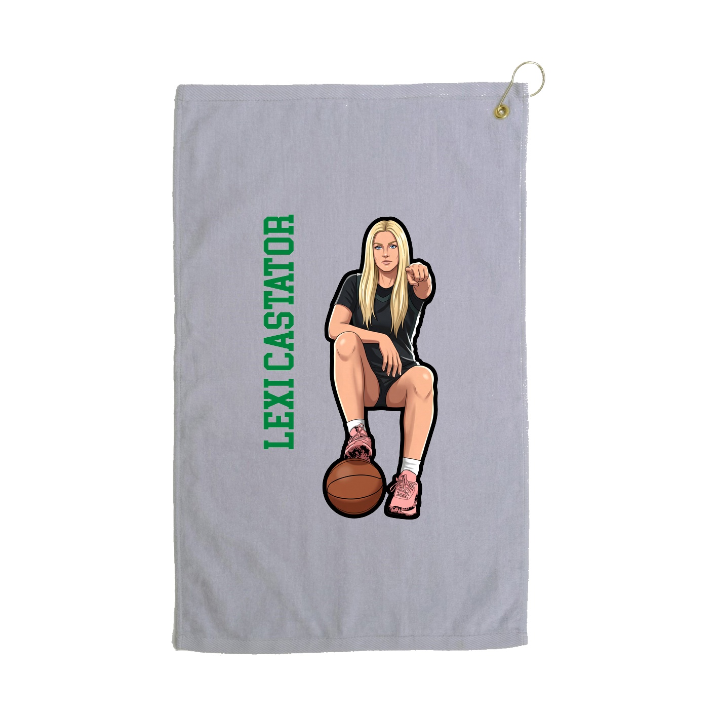 Golf Towel — Name Vertical in Grey