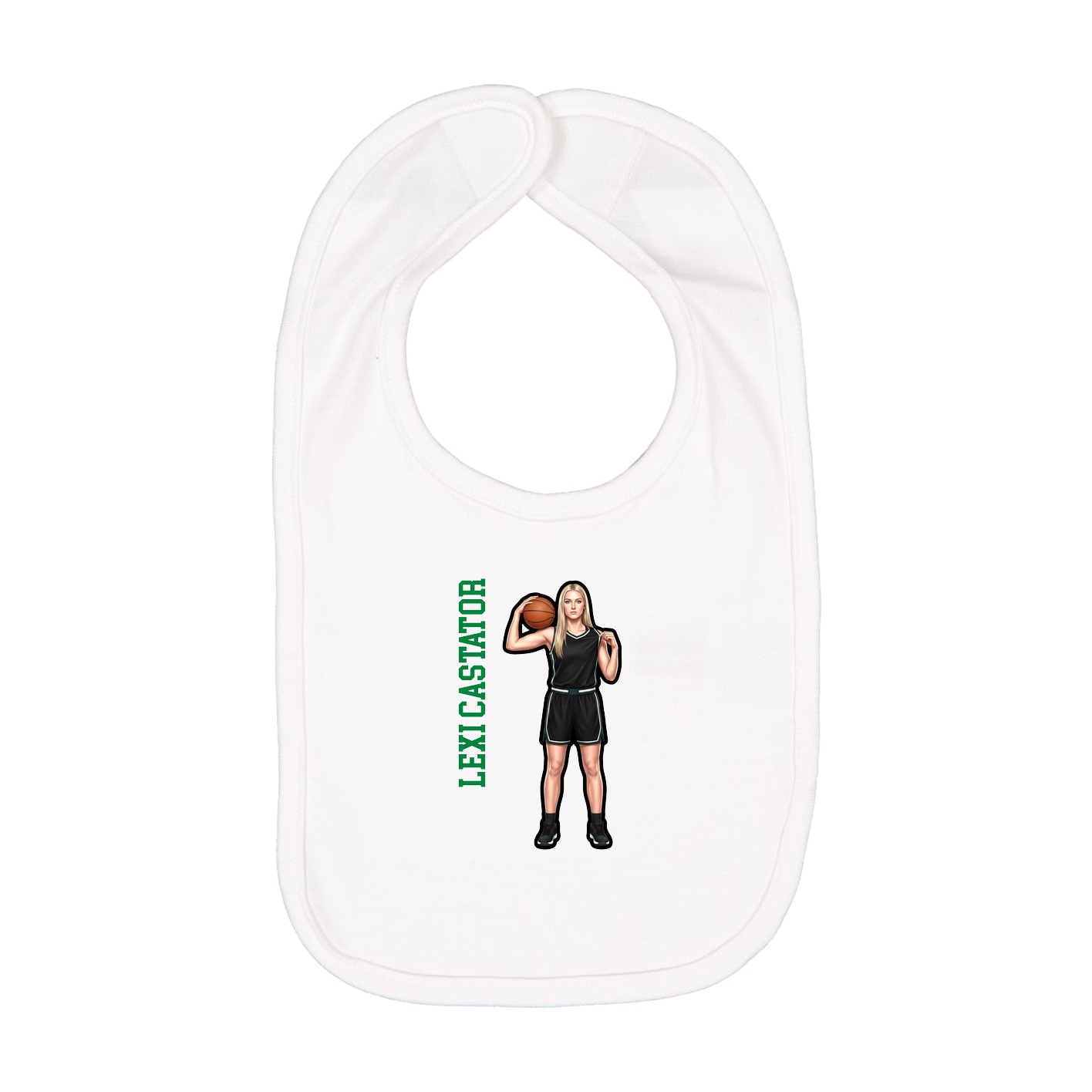 Infant Bib — Name Vertical in White