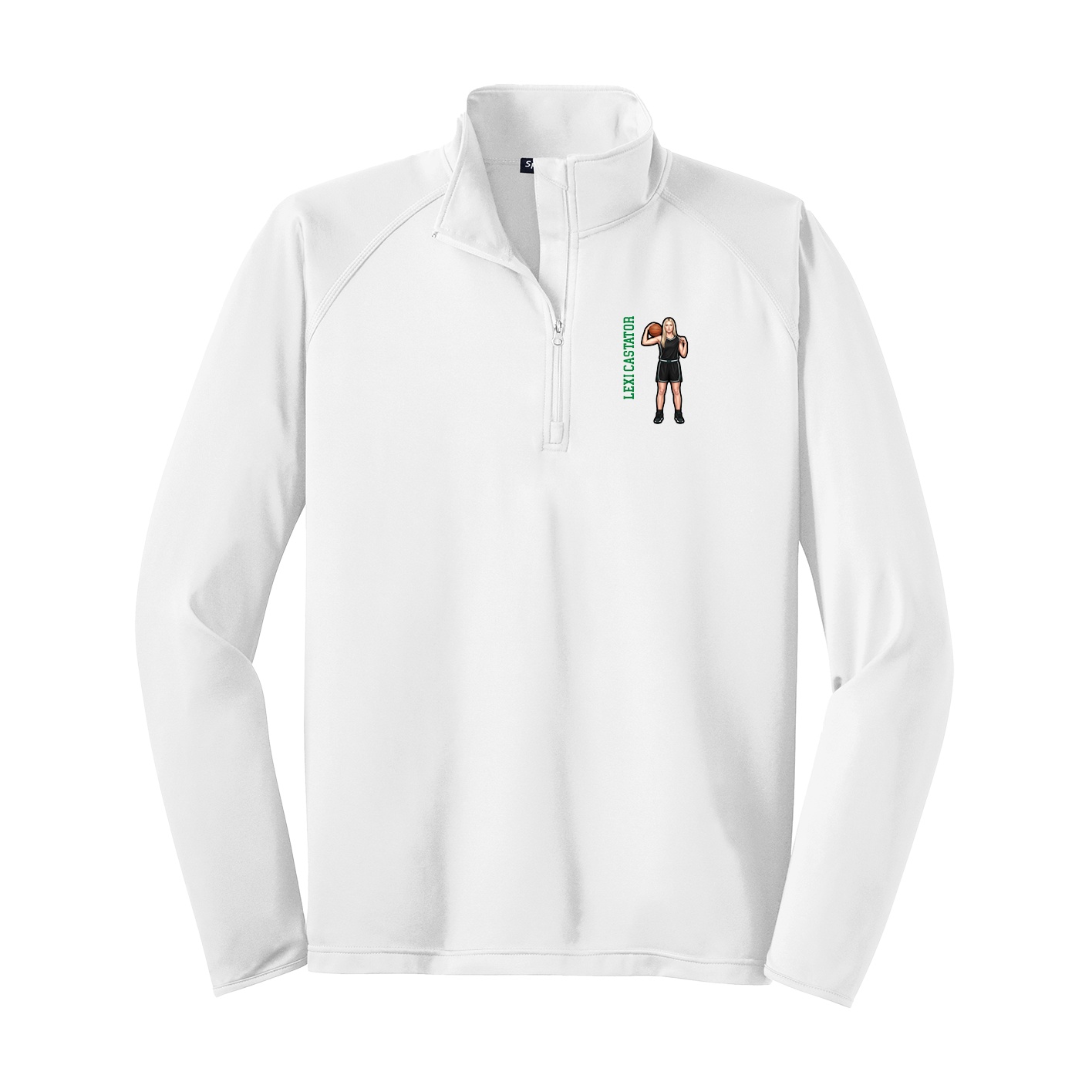 Q-Zip Pullover — Name Vertical in White