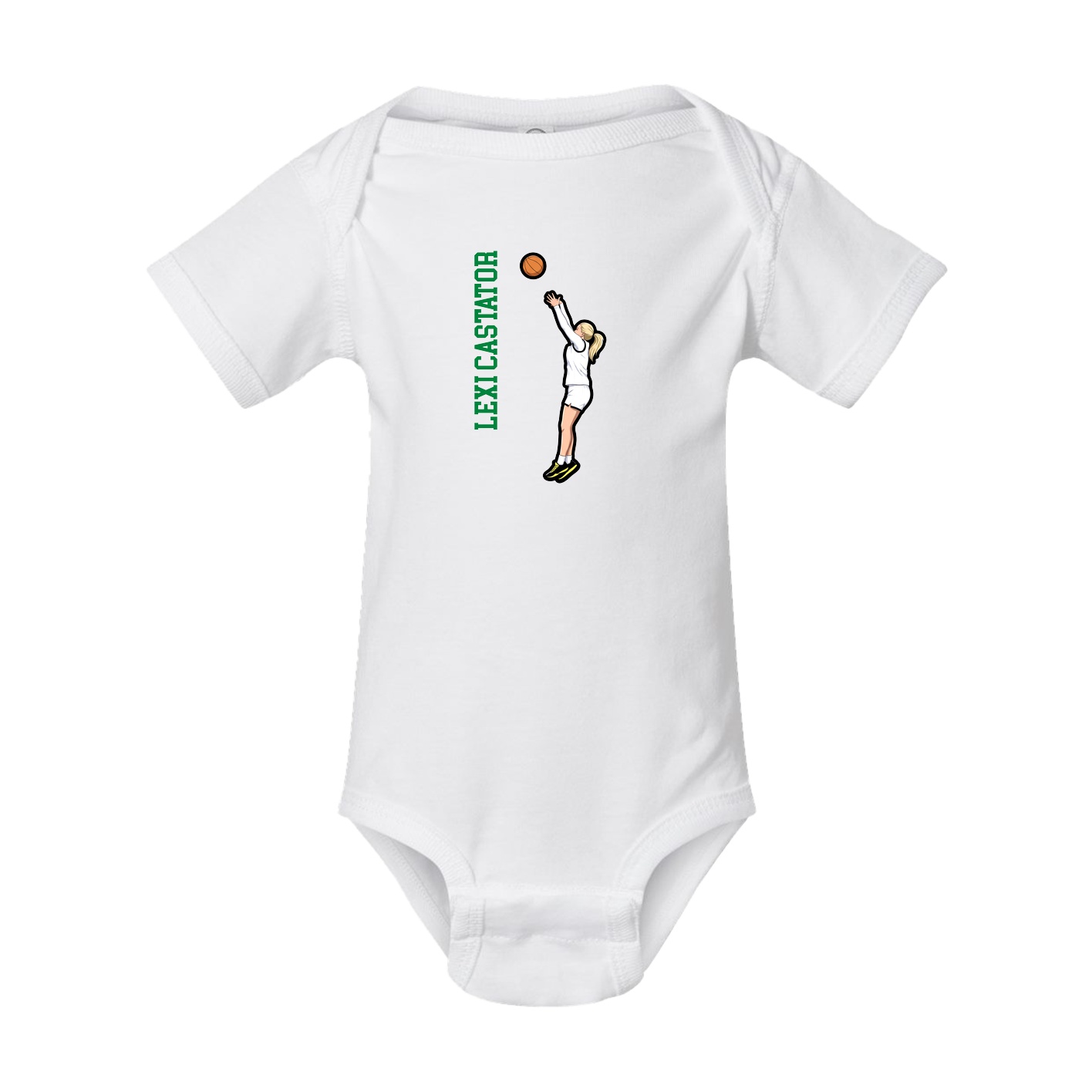 Baby Onesie — Name Vertical in White