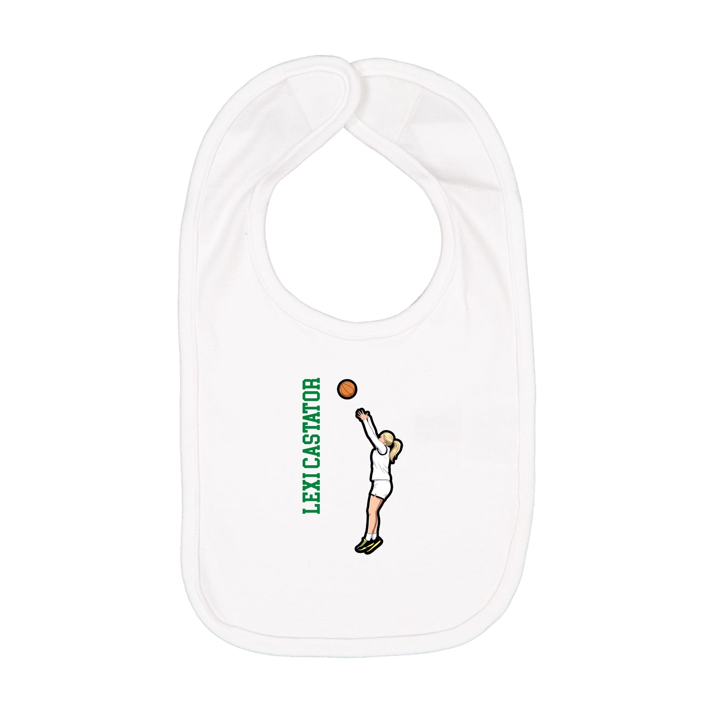 Infant Bib — Name Vertical in White