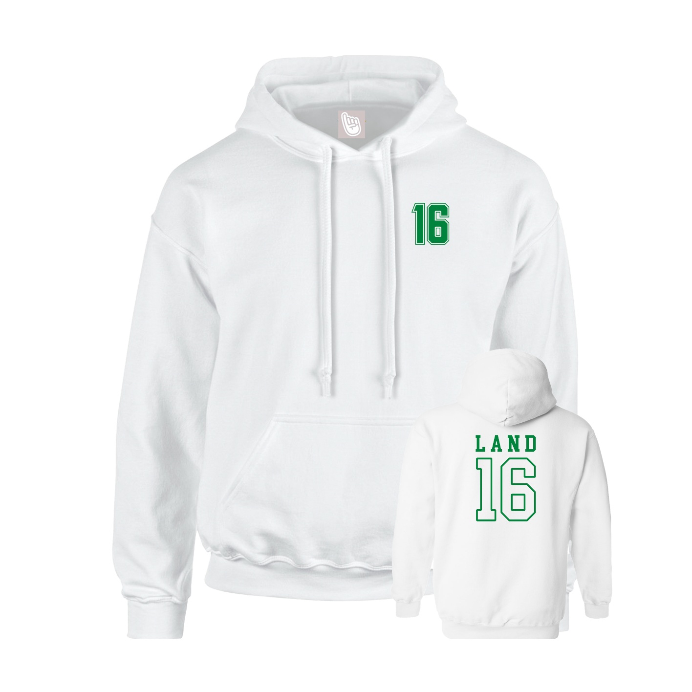 Youth Hoodie — Chest Back in White