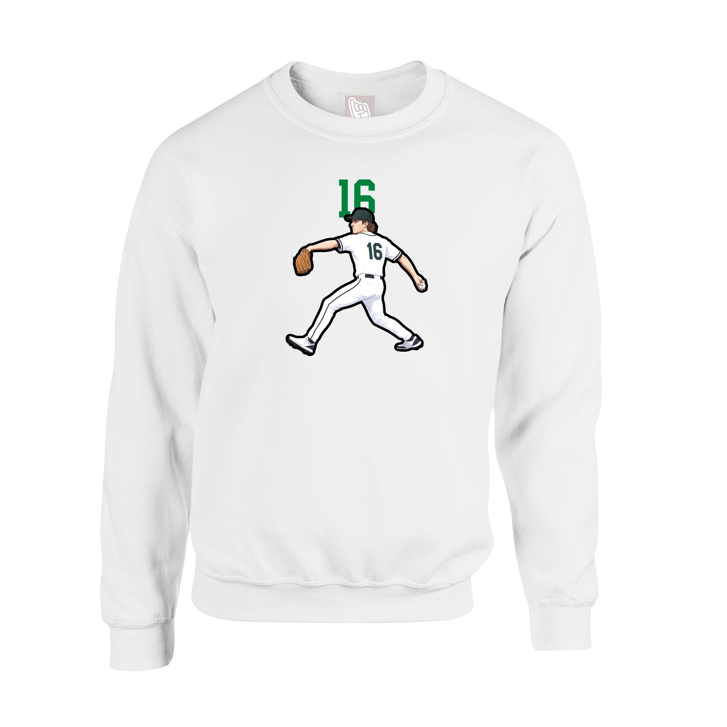 Fleece Crew — Number Top in White