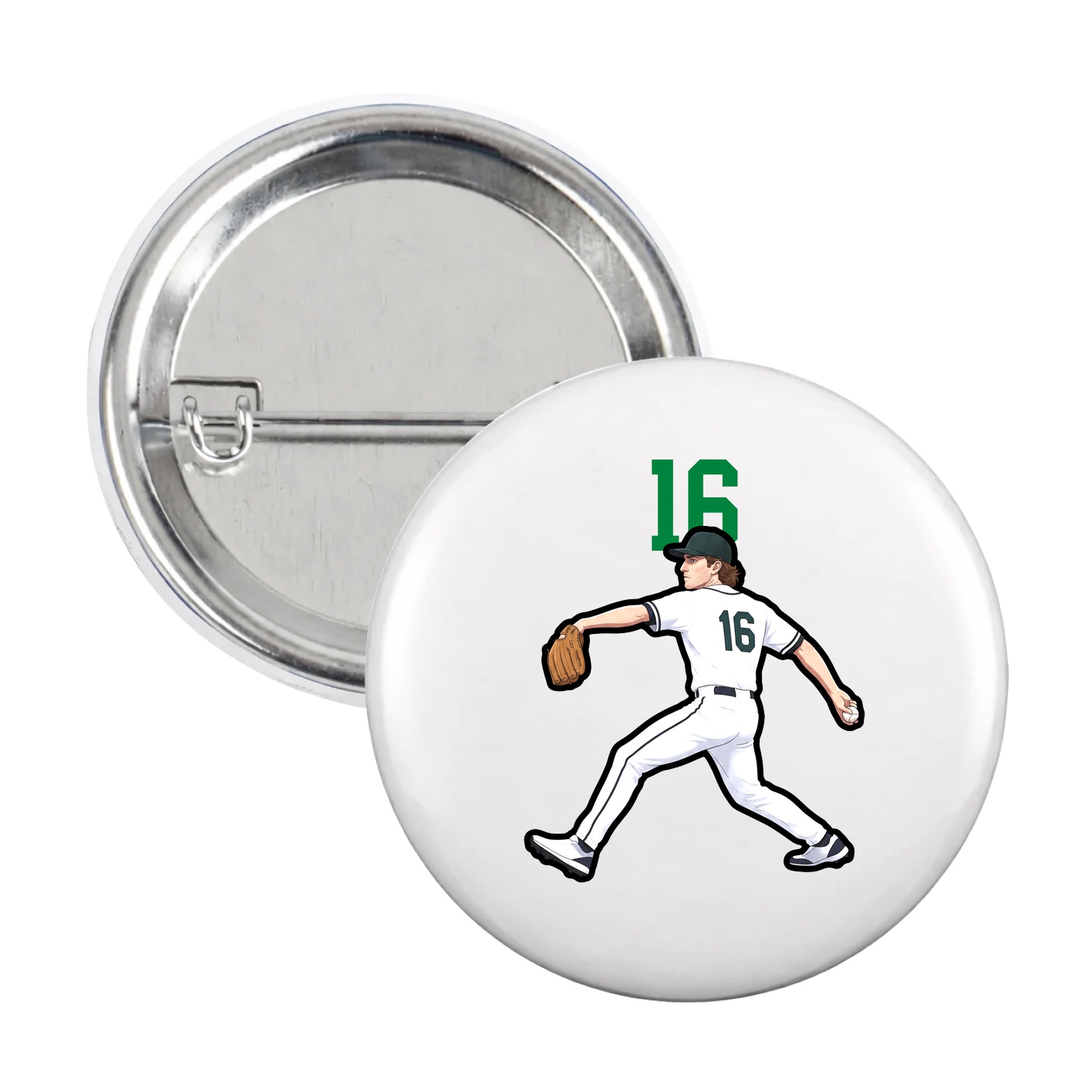 Game Day Button — Number Top in White