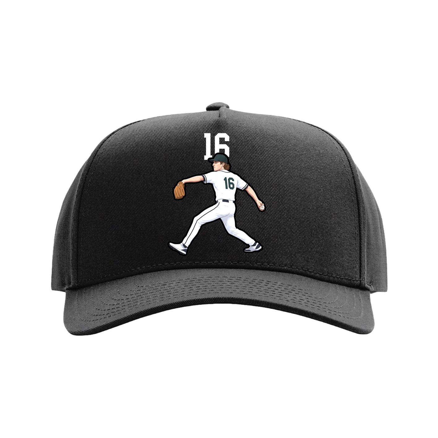Full Fabric Five-Panel Champ Cap — Number Top in Black