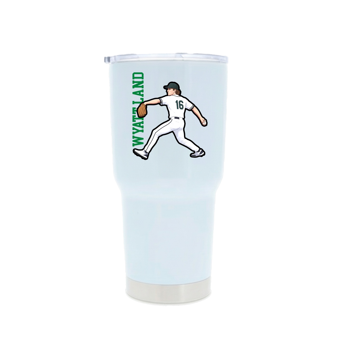 30oz Stainless Steel Tumbler — Name Vertical in White
