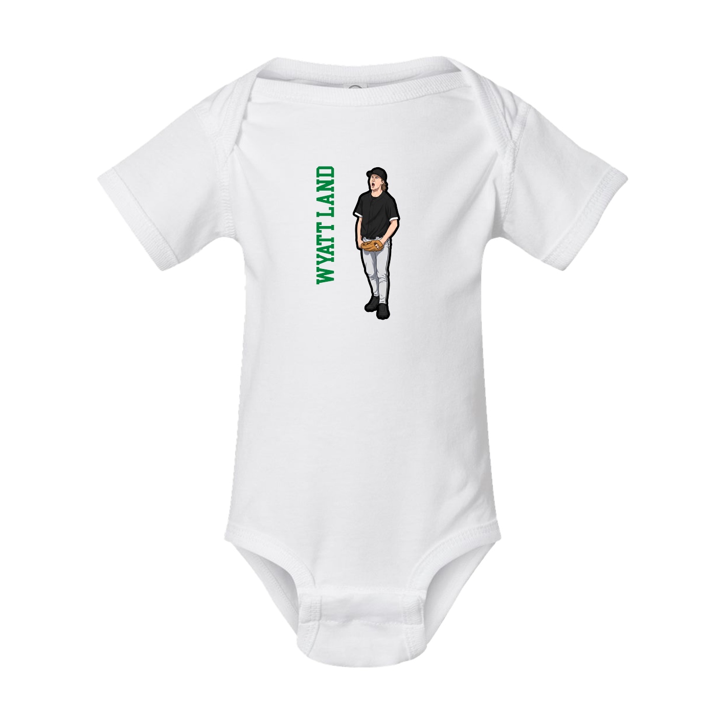 Baby Onesie — Name Vertical in White