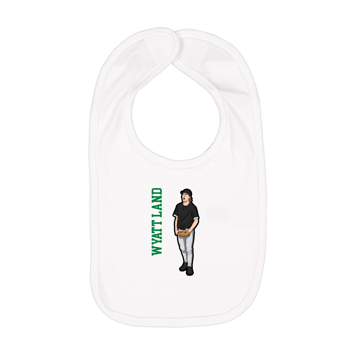 Infant Bib — Name Vertical in White