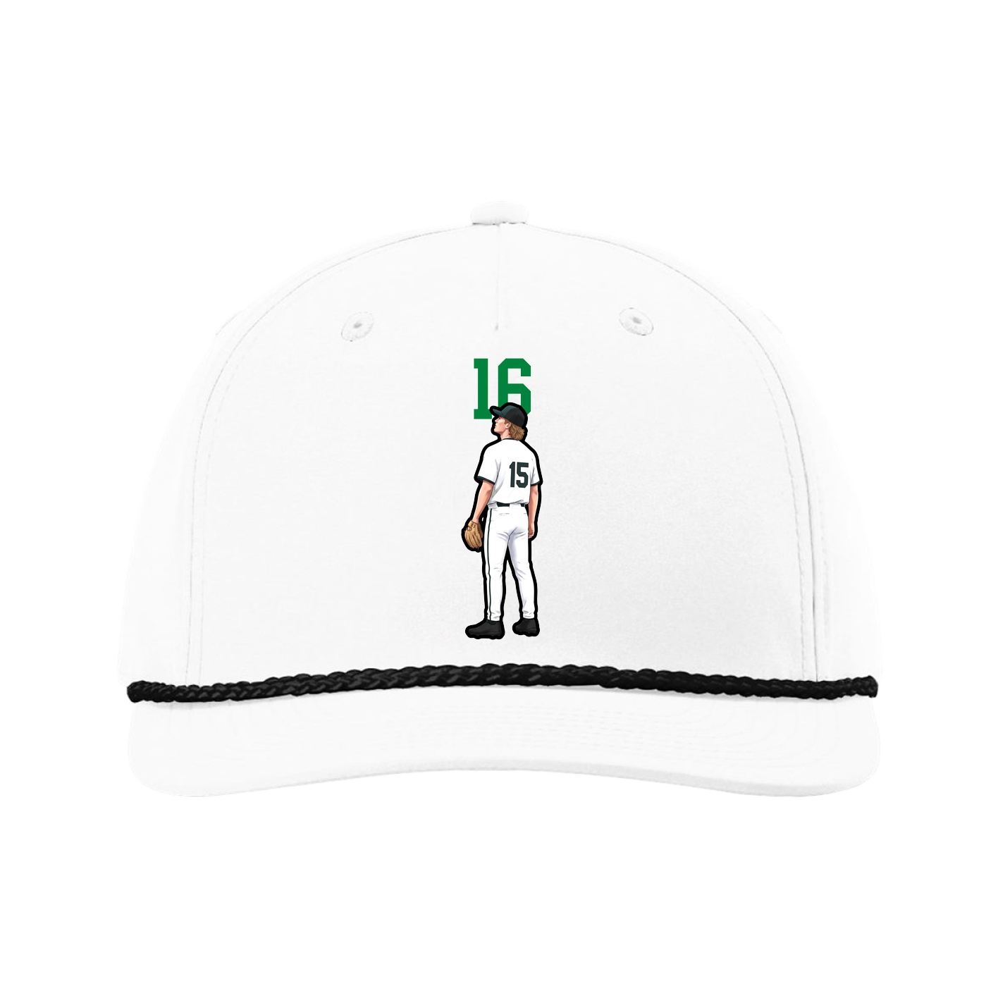 Five-Panel Classic Rope Cap — Number Top in White