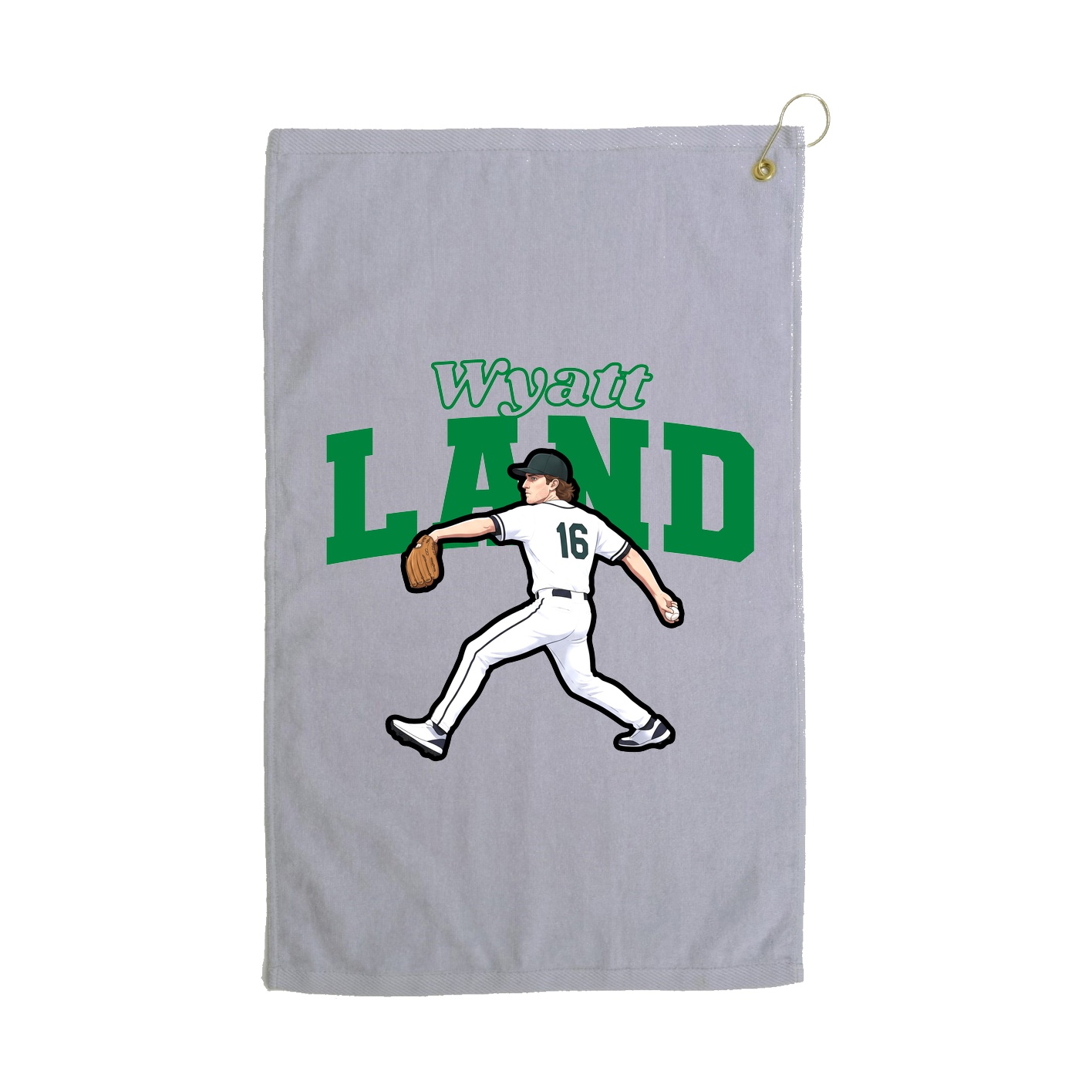 Golf Towel — Name Arch in Grey