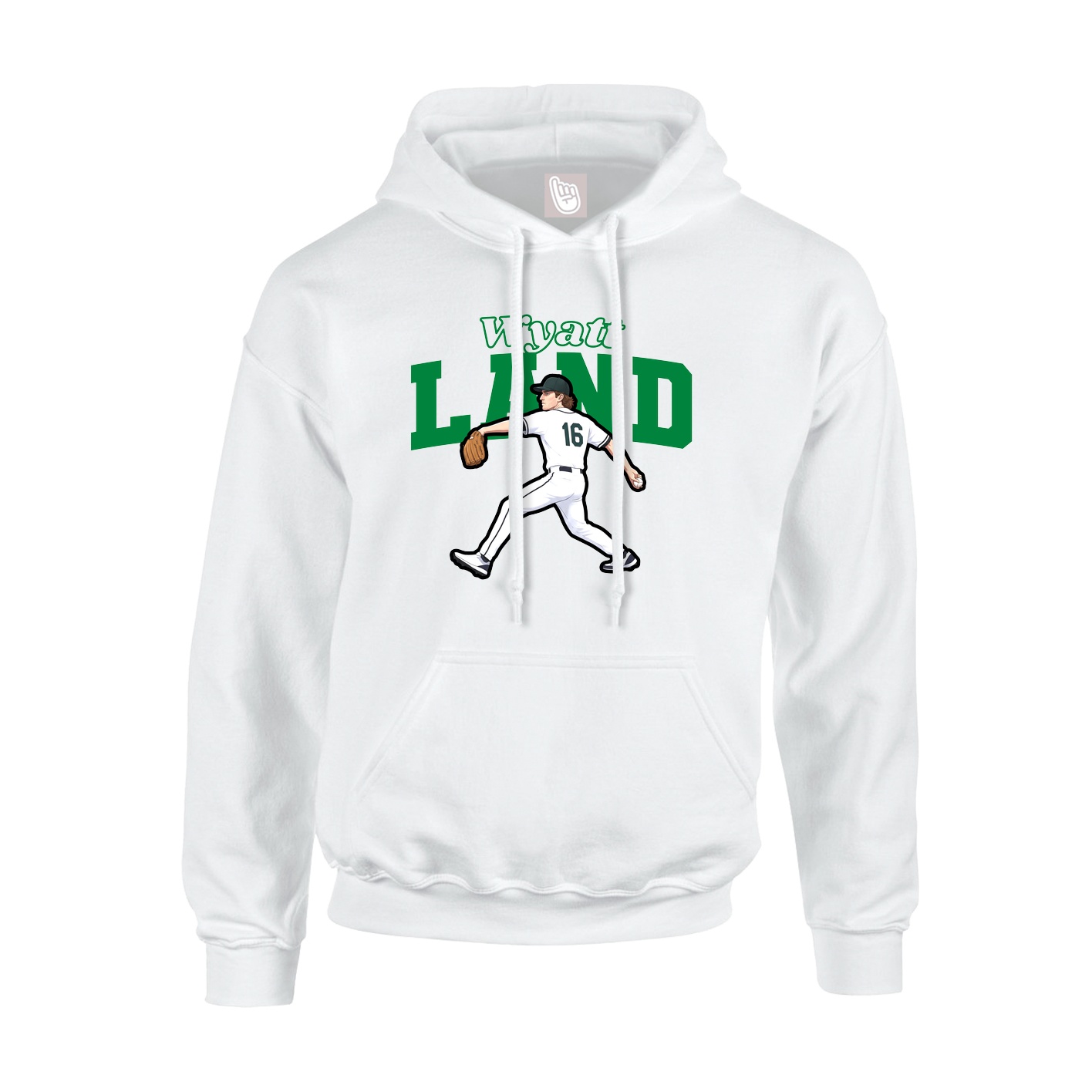 Youth Hoodie — Name Arch in White