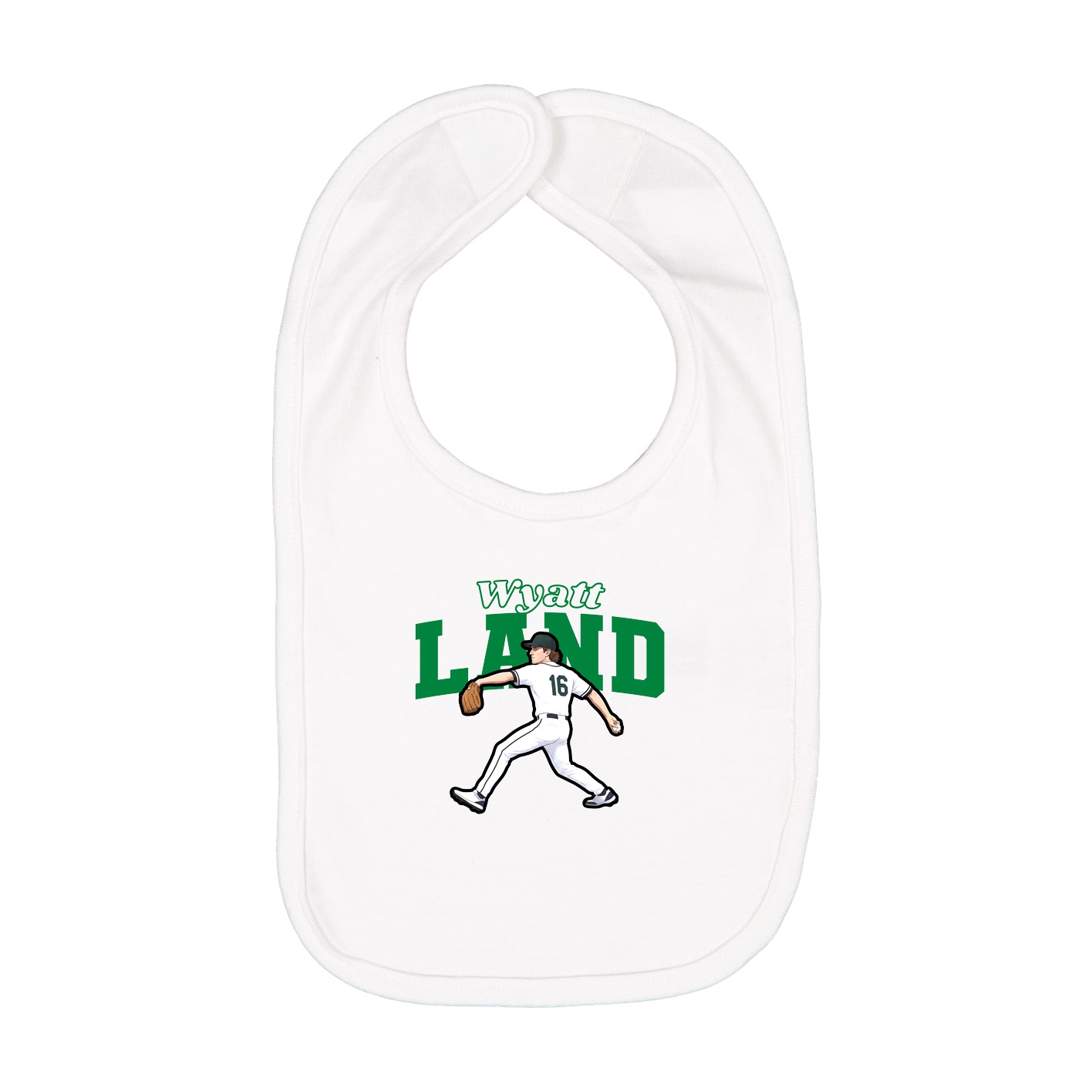Infant Bib — Name Arch in White